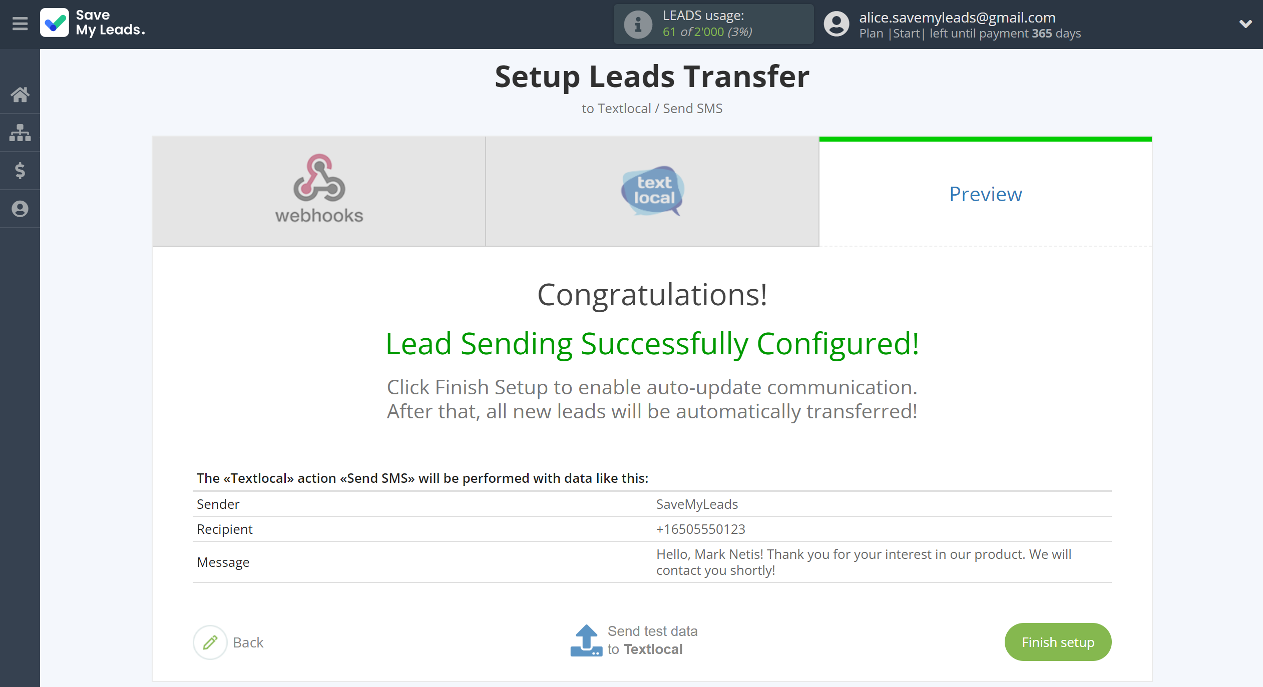 How to Connect Webhooks with Textlocal | Test data How to Connect Webhooks with Textlocal | Test data