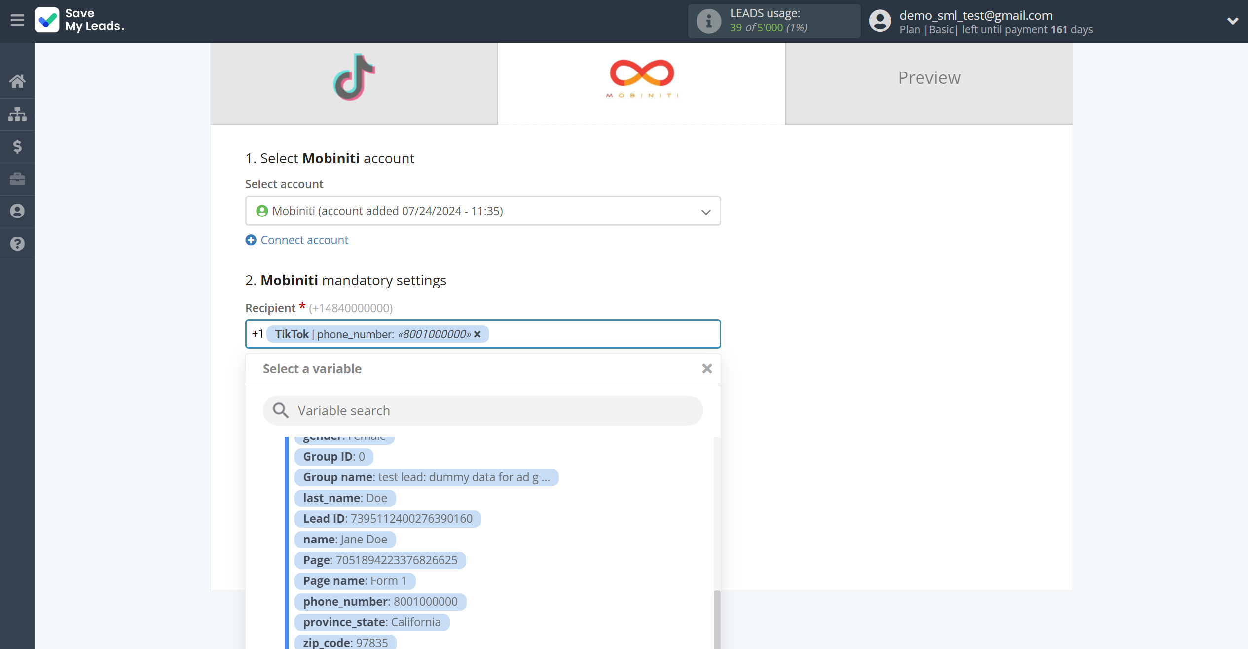 How to Connect TikTok with Mobiniti | Assigning fields How to Connect TikTok with Mobiniti | Assigning fields