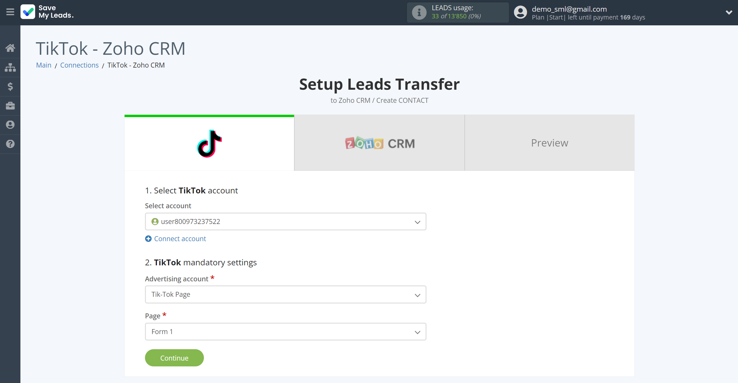How to Connect TikTok with Zoho CRM Create Contacts | Data Source account connection How to Connect TikTok with Zoho CRM Create Contacts | Data Source account connection
