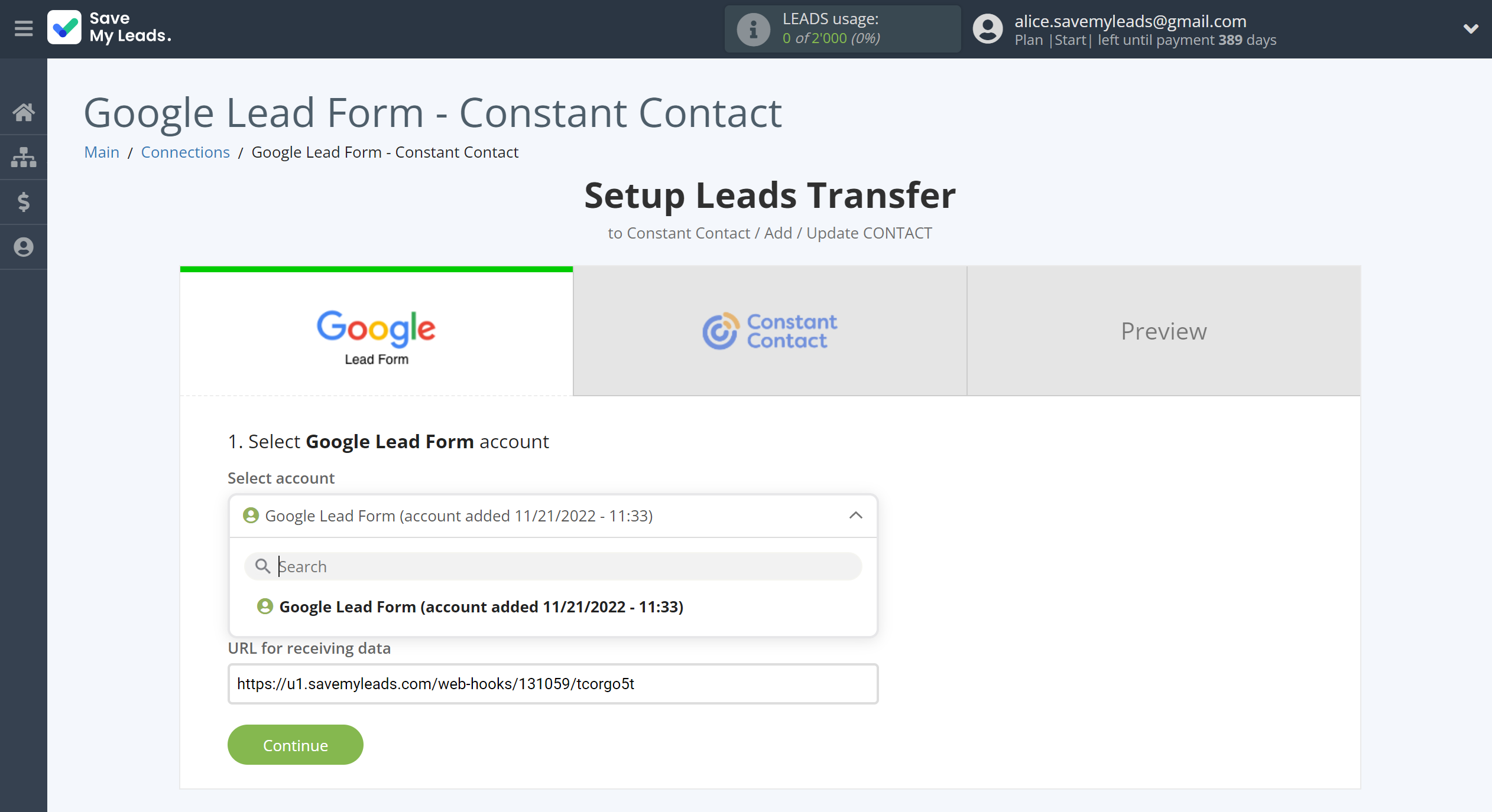 How to Connect Google Lead Form with Constant Contact | Data Source account selection How to Connect Google Lead Form with Constant Contact | Data Source account selection