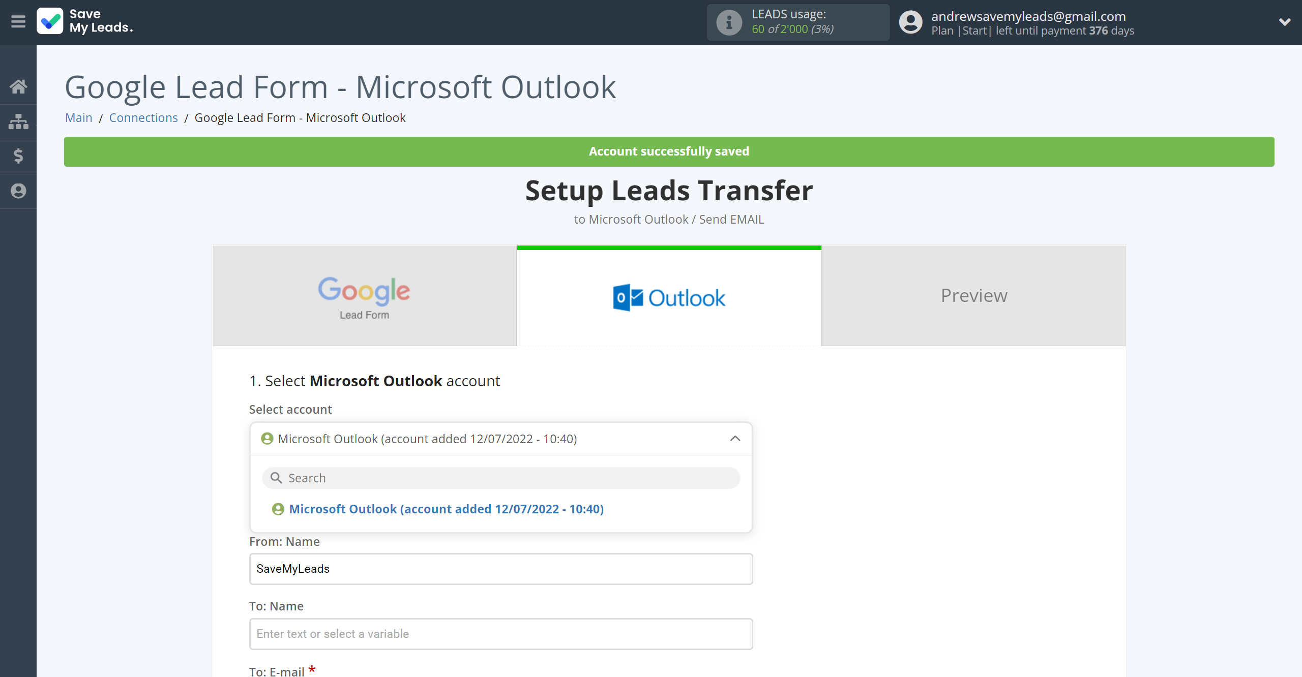 How to Connect Google Lead Form with Microsoft Outlook | Data Destination account selection How to Connect Google Lead Form with Microsoft Outlook | Data Destination account selection