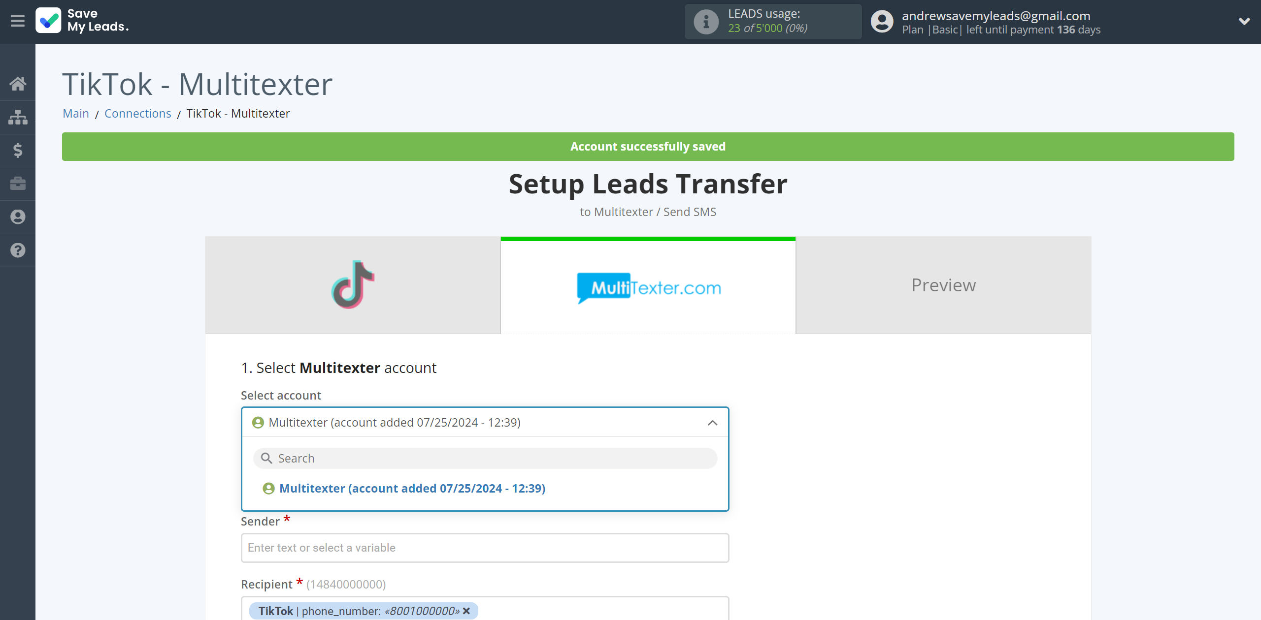 How to Connect TikTok with Multitexter | Data Destination account selection How to Connect TikTok with Multitexter | Data Destination account selection