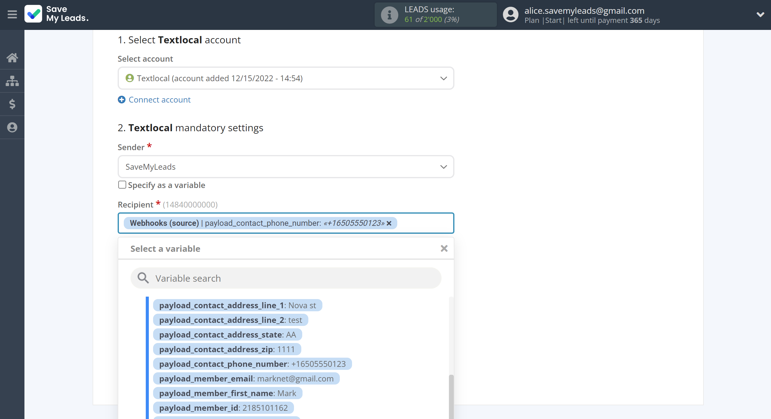 How to Connect Webhooks with Textlocal | Assigning fields How to Connect Webhooks with Textlocal | Assigning fields