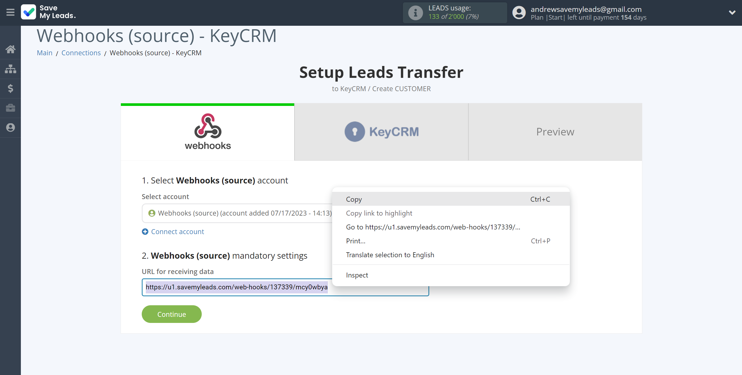 How to Connect Webhooks with KeyCRM Create Customer | Data Source account connection How to Connect Webhooks with KeyCRM Create Customer | Data Source account connection