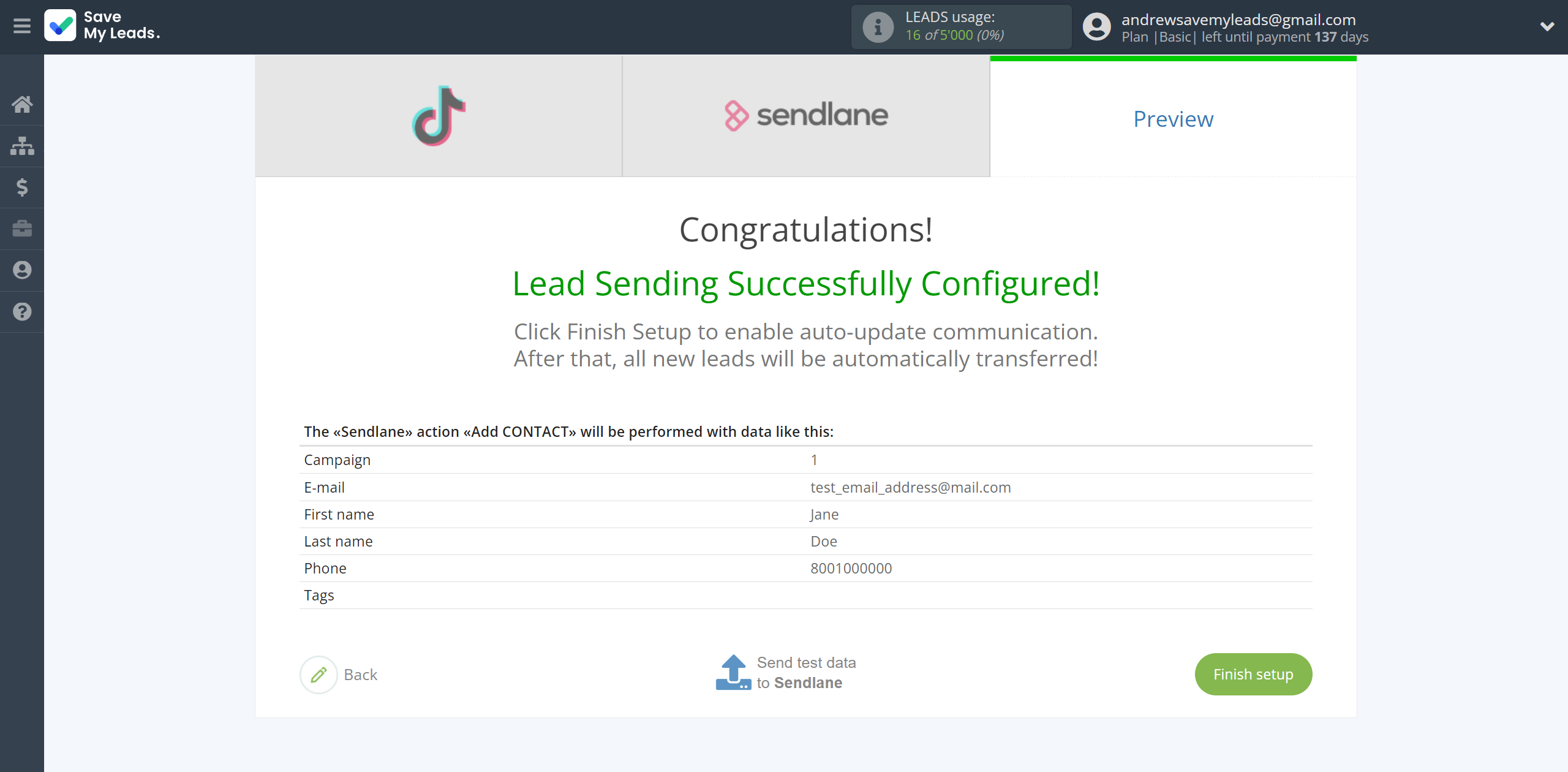 How to Connect TikTok with Sendlane Add Contacts | Test data How to Connect TikTok with Sendlane Add Contacts | Test data