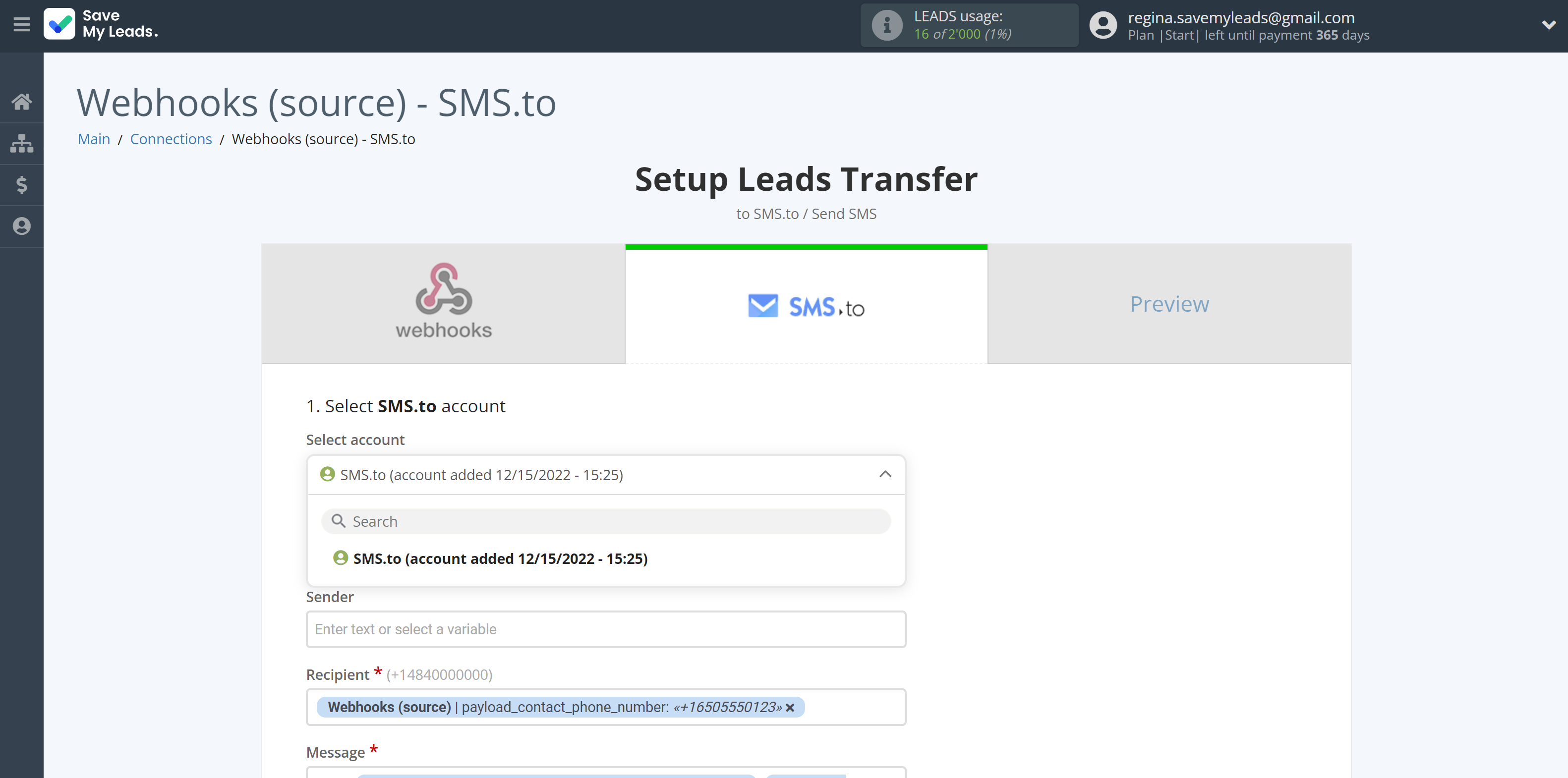 How to Connect Webhooks with SMS.to | Data Destination account selection How to Connect Webhooks with SMS.to | Data Destination account selection
