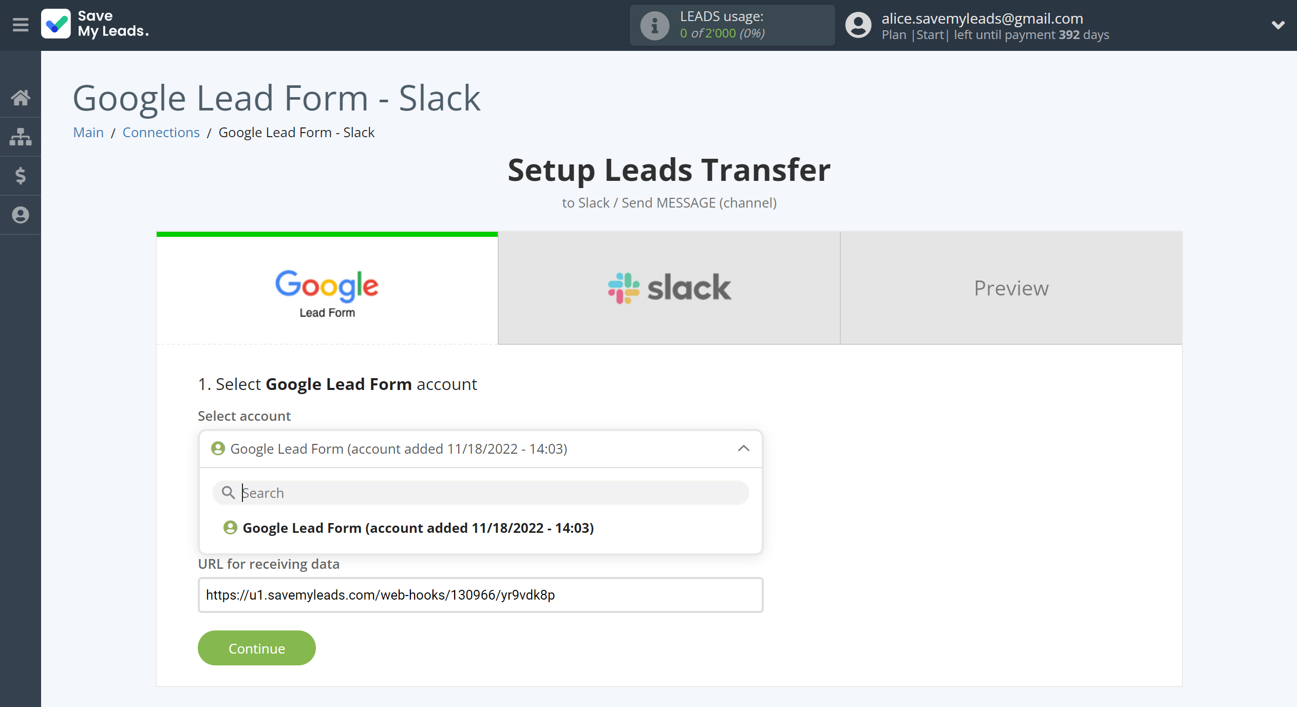 How to Connect Google Lead Form with Slack Channel Notification | Data Source account selection How to Connect Google Lead Form with Slack Channel Notification | Data Source account selection