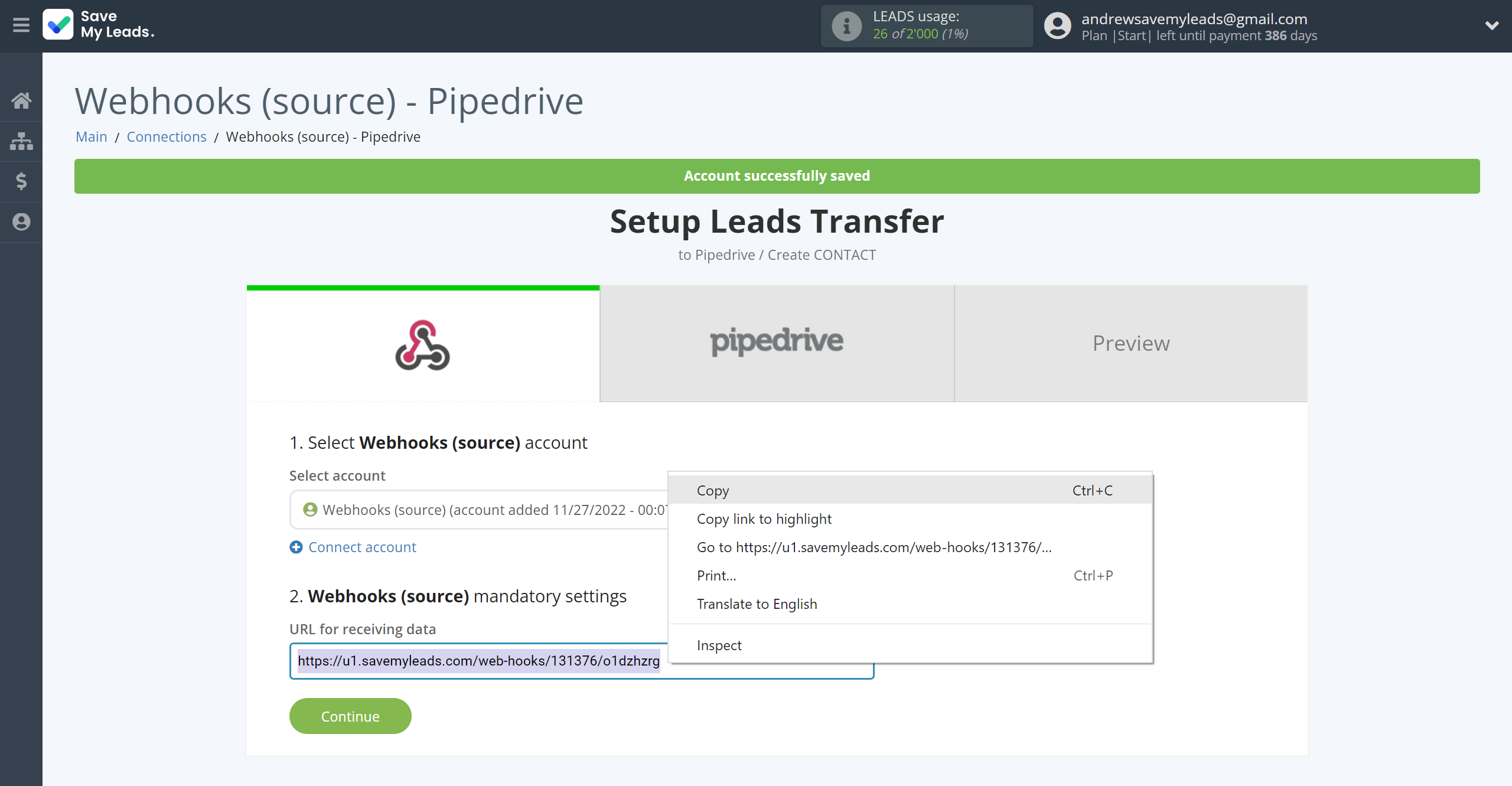 How to Connect Webhooks with Pipedrive Create Contacts | Data Source account connection How to Connect Webhooks with Pipedrive Create Contacts | Data Source account connection