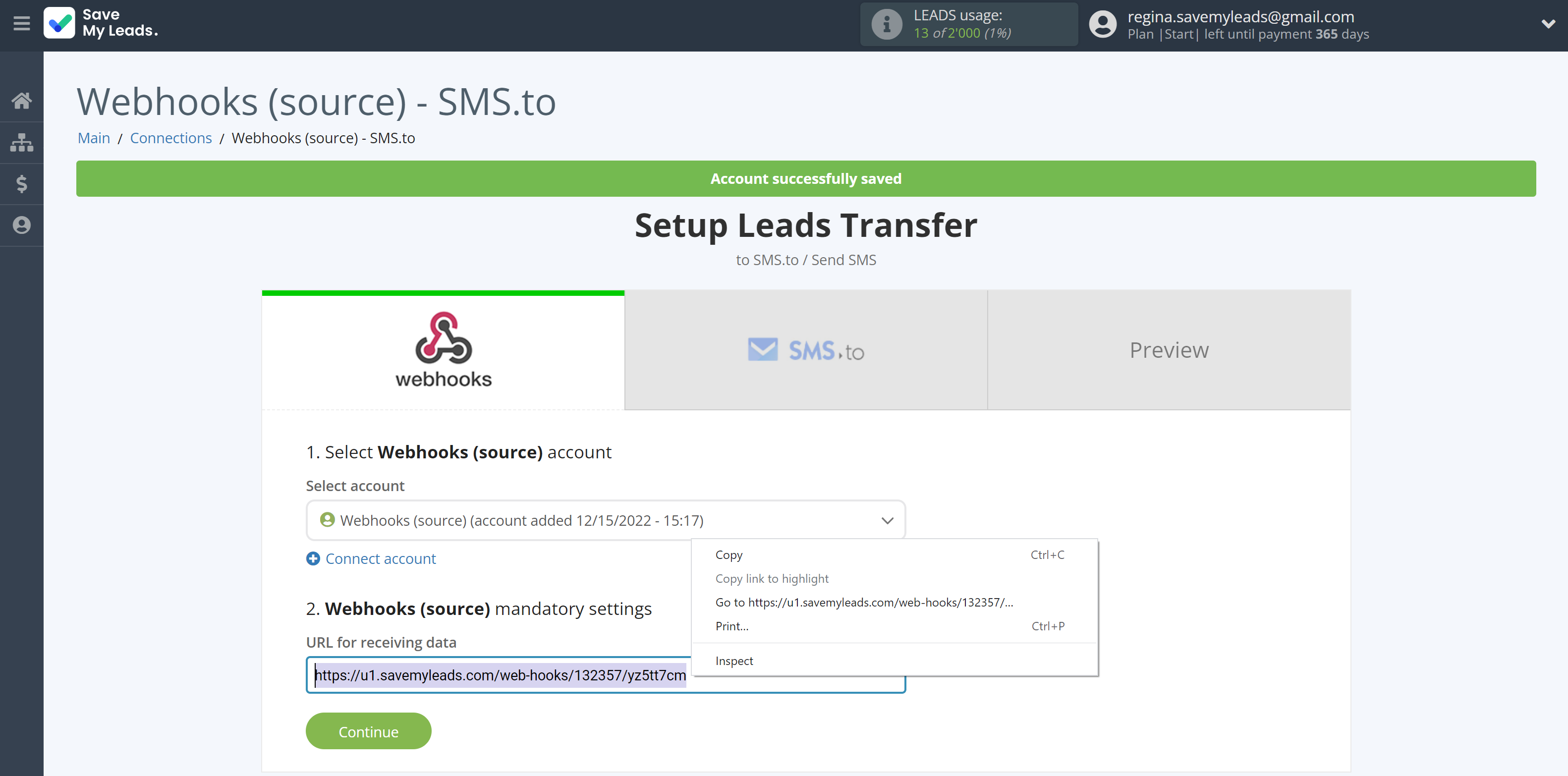 How to Connect Webhooks with SMS.to | Data Source account connection How to Connect Webhooks with SMS.to | Data Source account connection