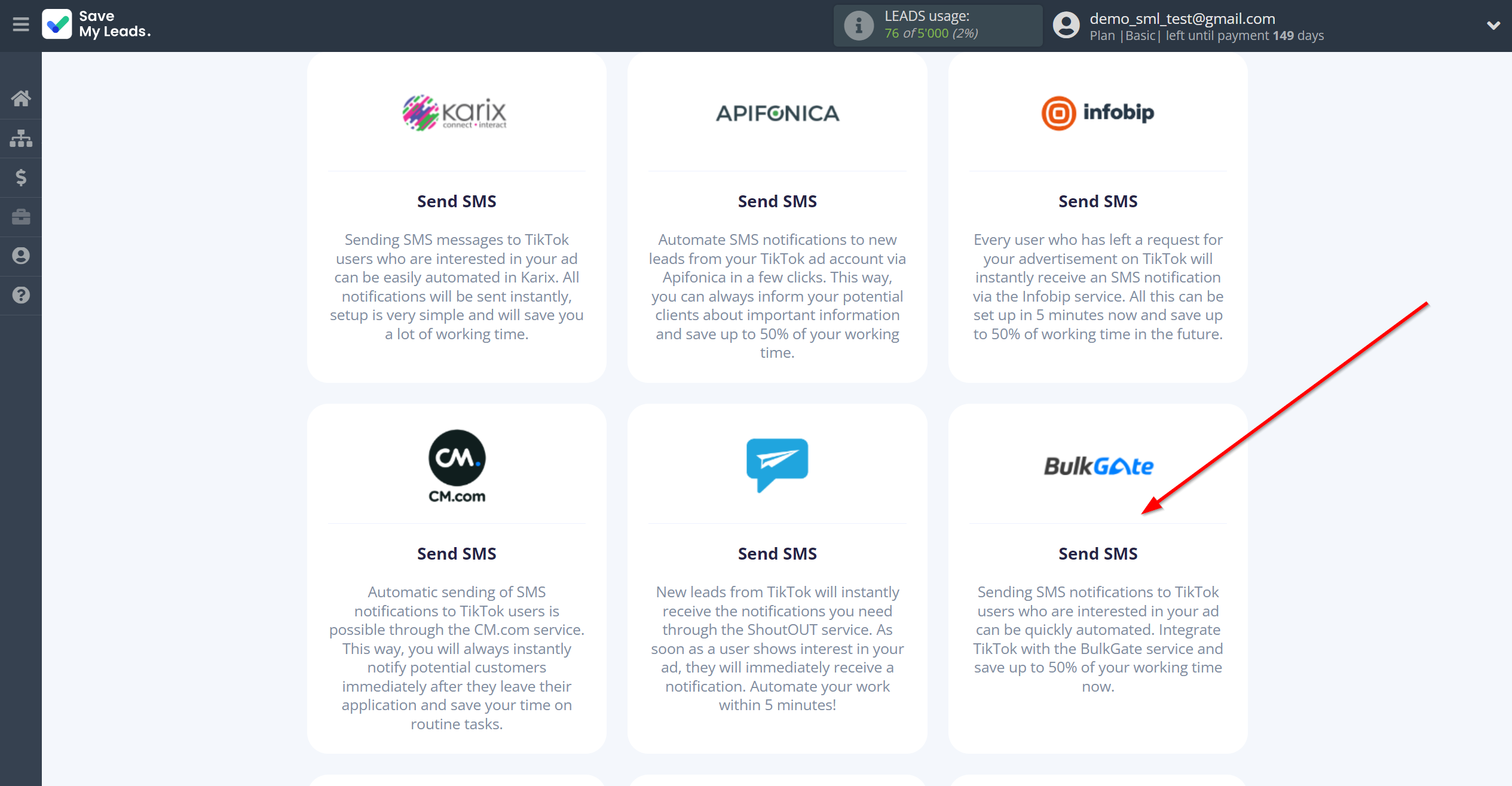 How to Connect TikTok with BulkGate | Data Destination system selection How to Connect TikTok with BulkGate | Data Destination system selection