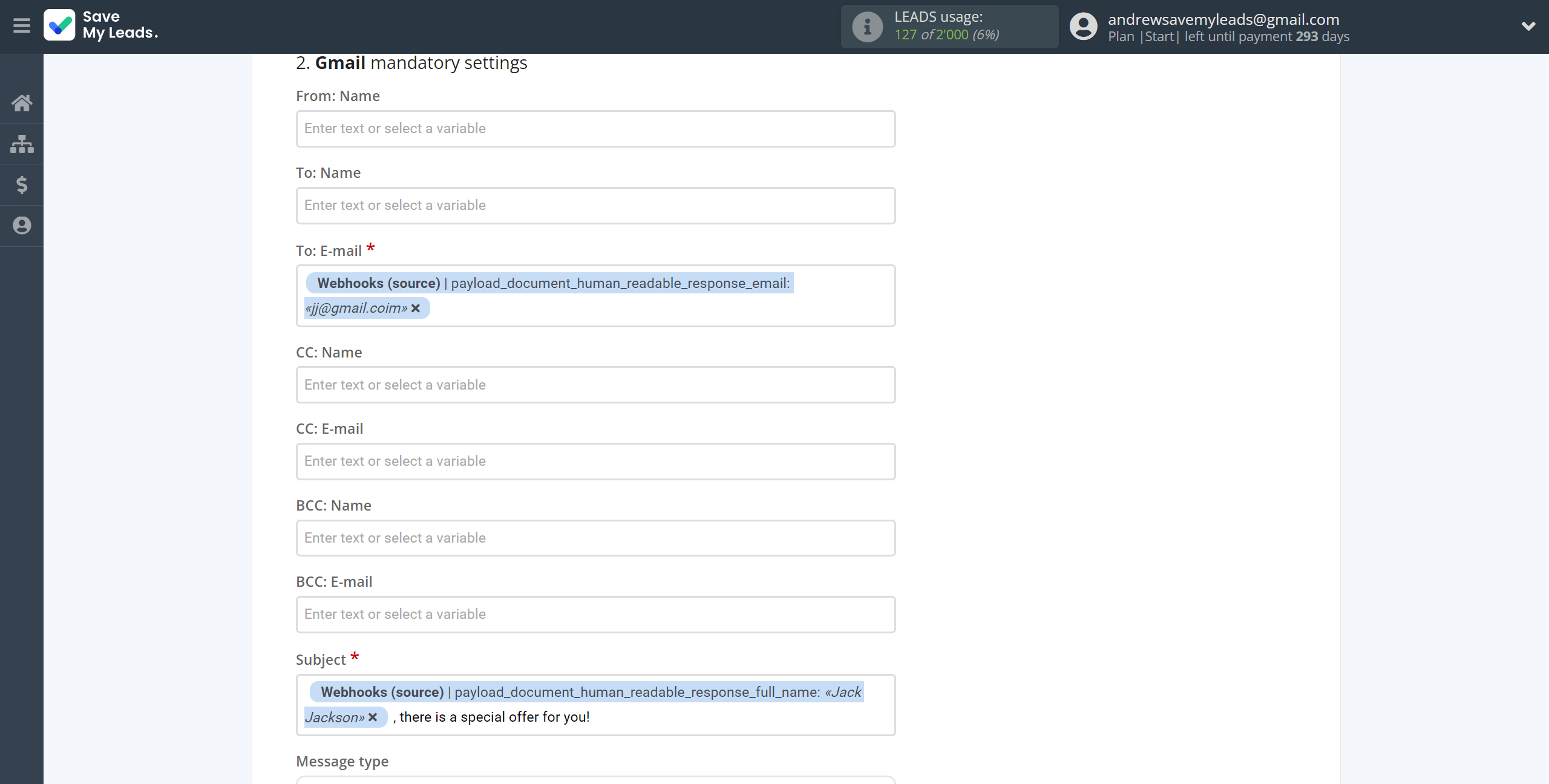 How to Connect Webhooks with Gmail | Assigning fields How to Connect Webhooks with Gmail | Assigning fields