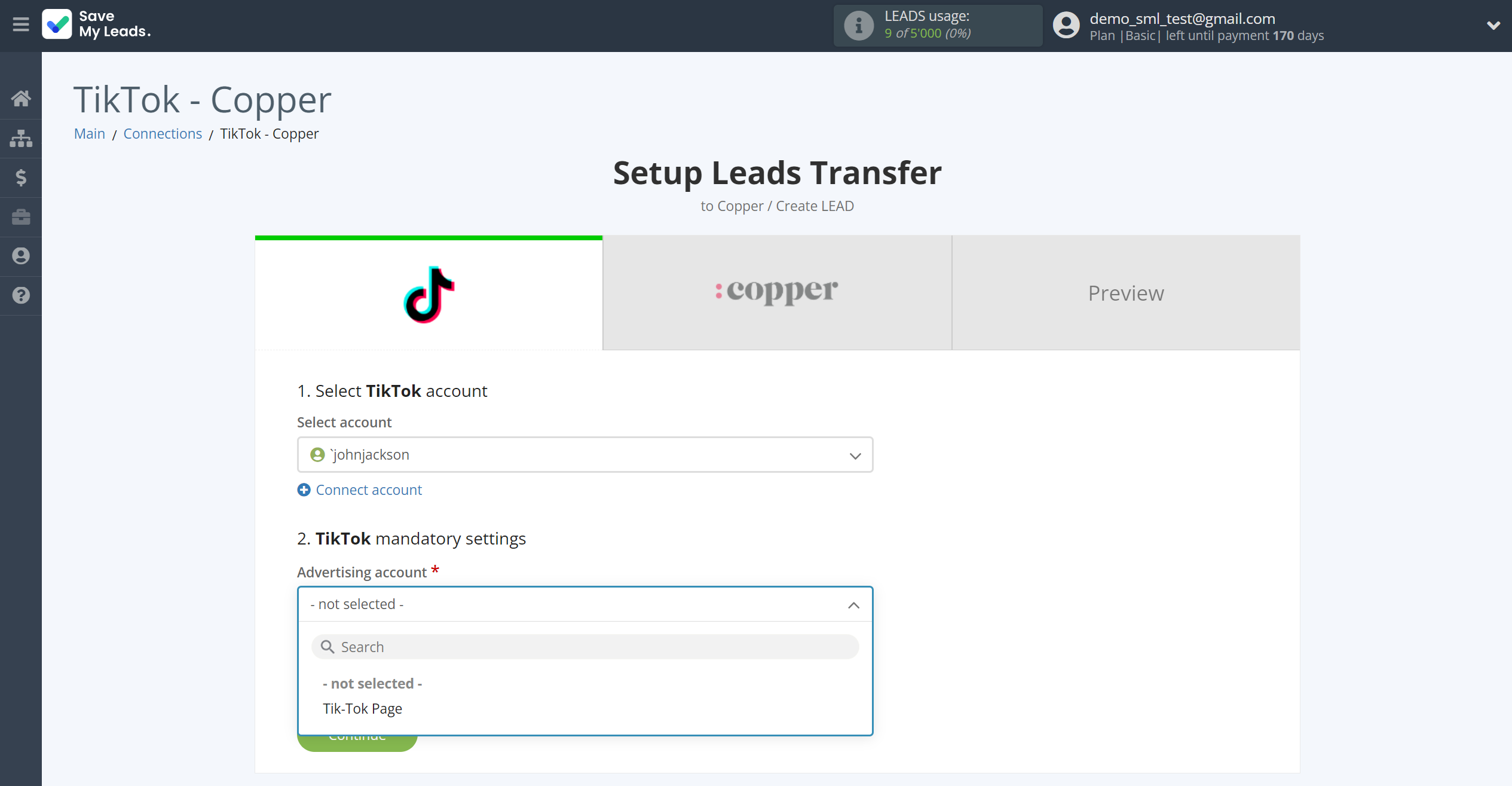 How to Connect TikTok with Copper Create Lead | Data Source account connection How to Connect TikTok with Copper Create Lead | Data Source account connection