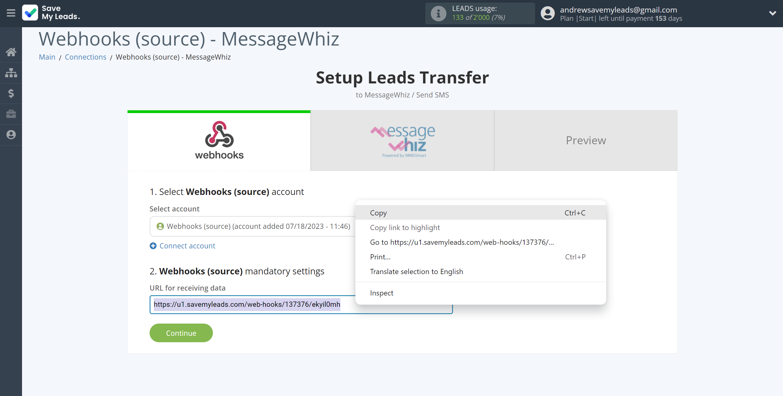 How to Connect Webhooks with MessageWhiz | Data Source account connection How to Connect Webhooks with MessageWhiz | Data Source account connection