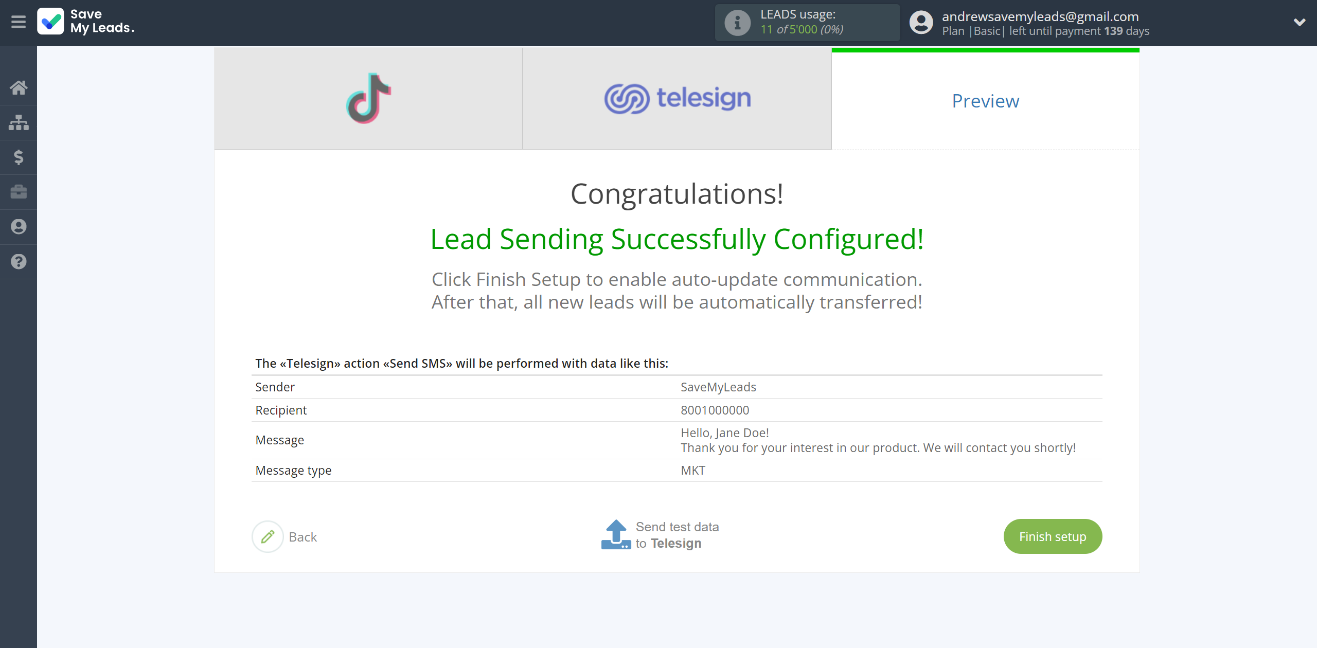 How to Connect TikTok with Telesign | Test data How to Connect TikTok with Telesign | Test data