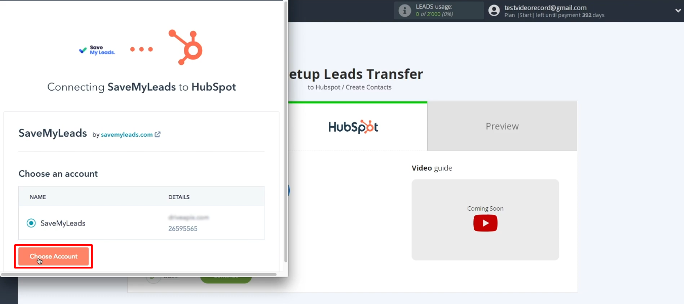 Facebook and HubSpot integration | Select the desired account
Facebook and HubSpot integration | Select the desired account