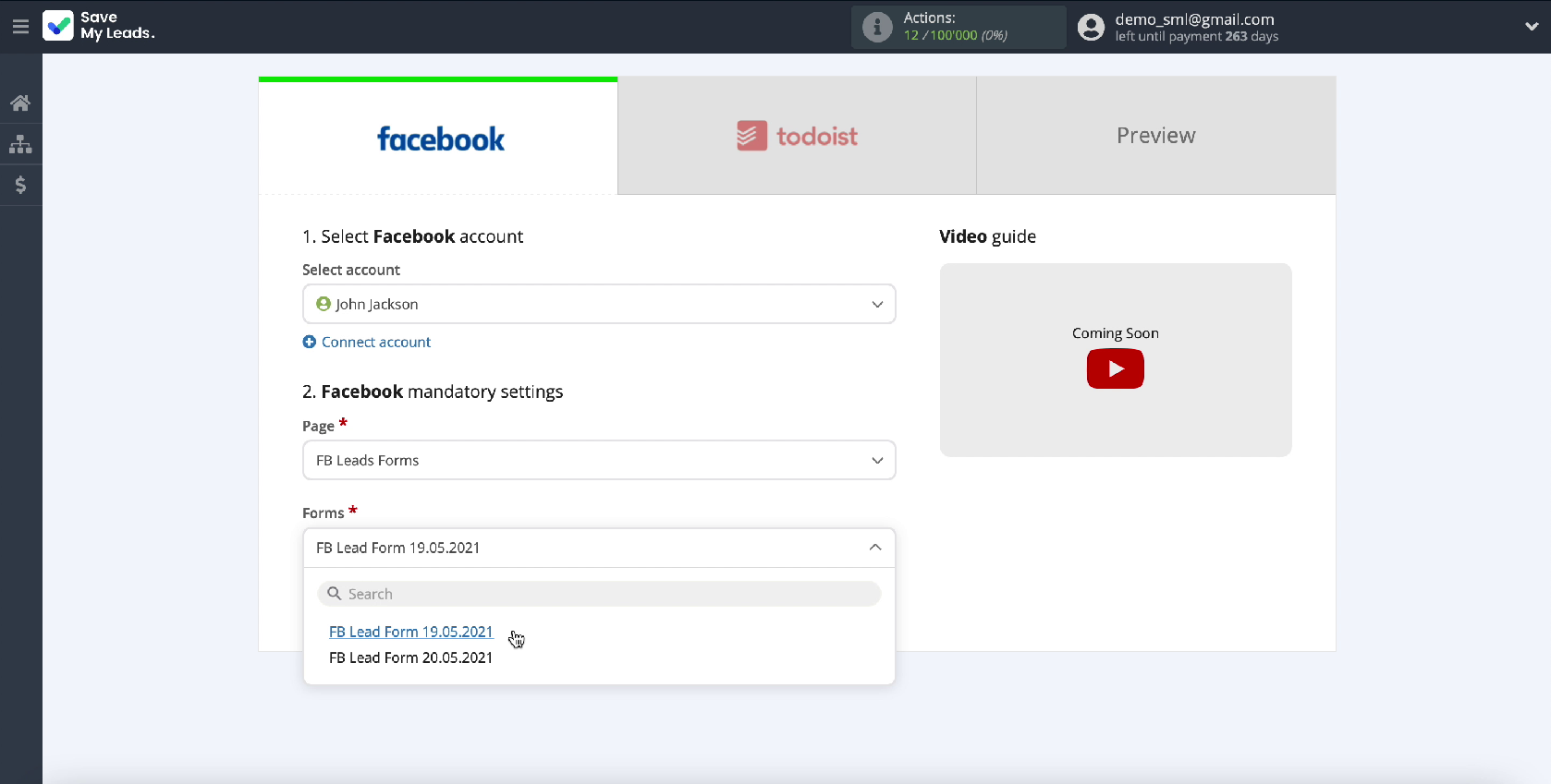 How to Create Todoist Tasks from New Facebook Leads | Specify the forms How to Create Todoist Tasks from New Facebook Leads | Specify the forms