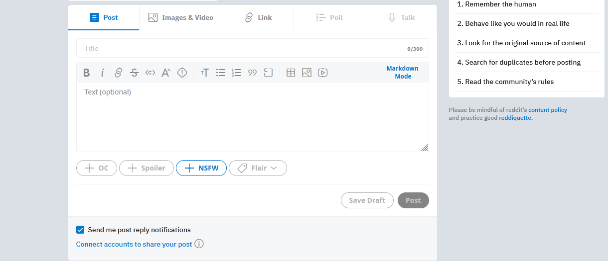 How to post on Reddit | Interface for creating a post<br> How to post on Reddit | Interface for creating a post<br>