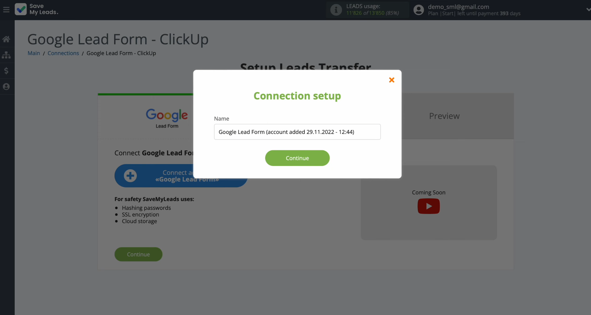 Google Ads Lead Form and ClickUp integration | Assign a name to the connected account Google Ads Lead Form and ClickUp integration | Assign a name to the connected account