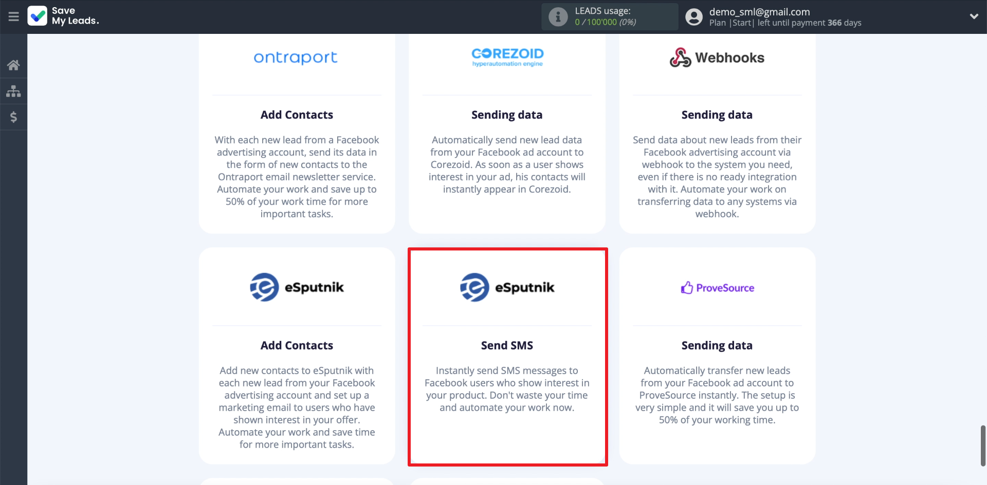 Facebook and eSputnik integration | Choosing eSputnik Facebook and eSputnik integration | Choosing eSputnik