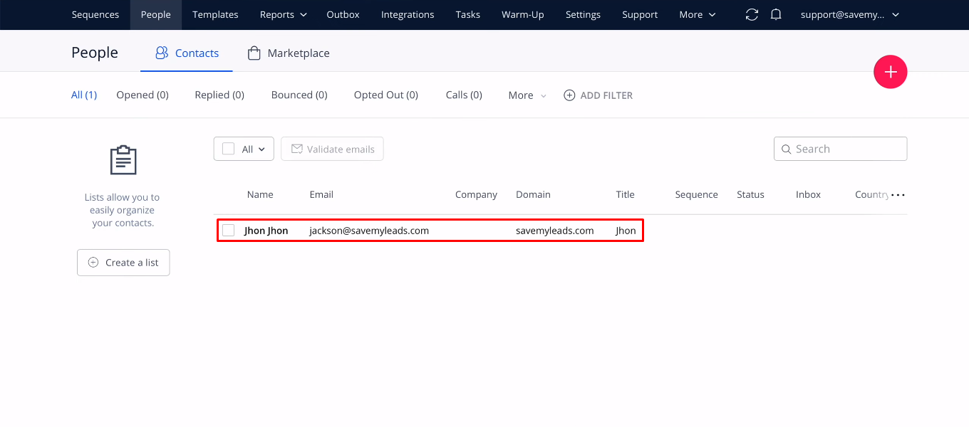 Facebook and Reply integration | A test contact has been added Facebook and Reply integration | A test contact has been added