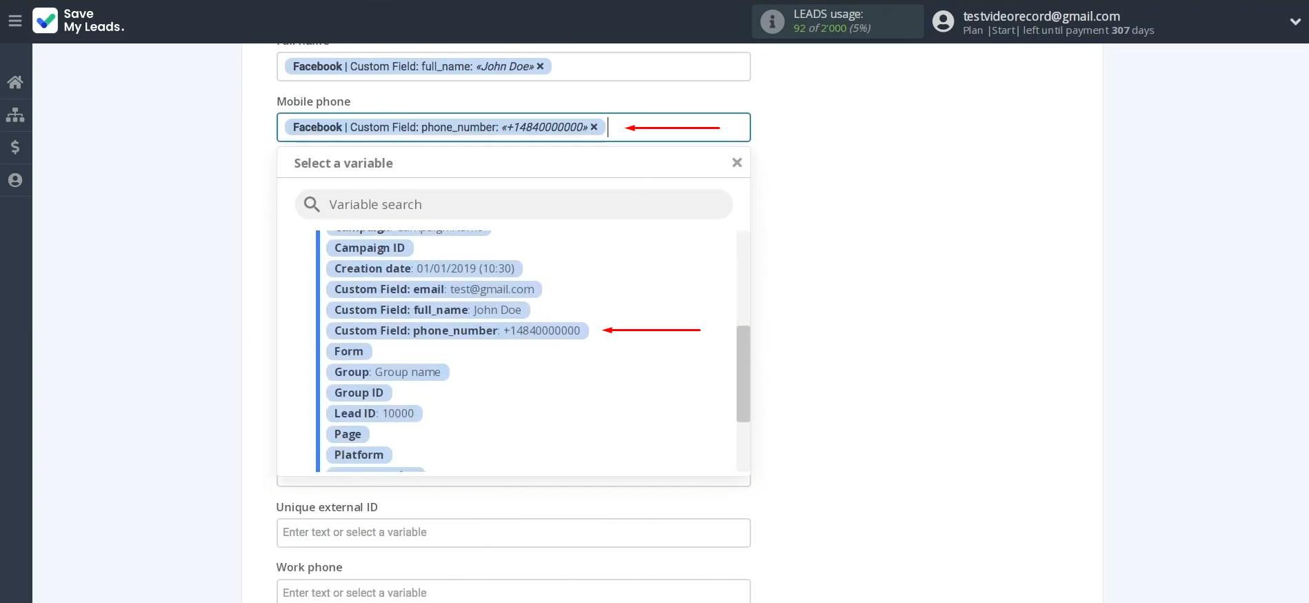 Facebook and Freshdesk integration | Add variables from the drop-down list Facebook and Freshdesk integration | Add variables from the drop-down list