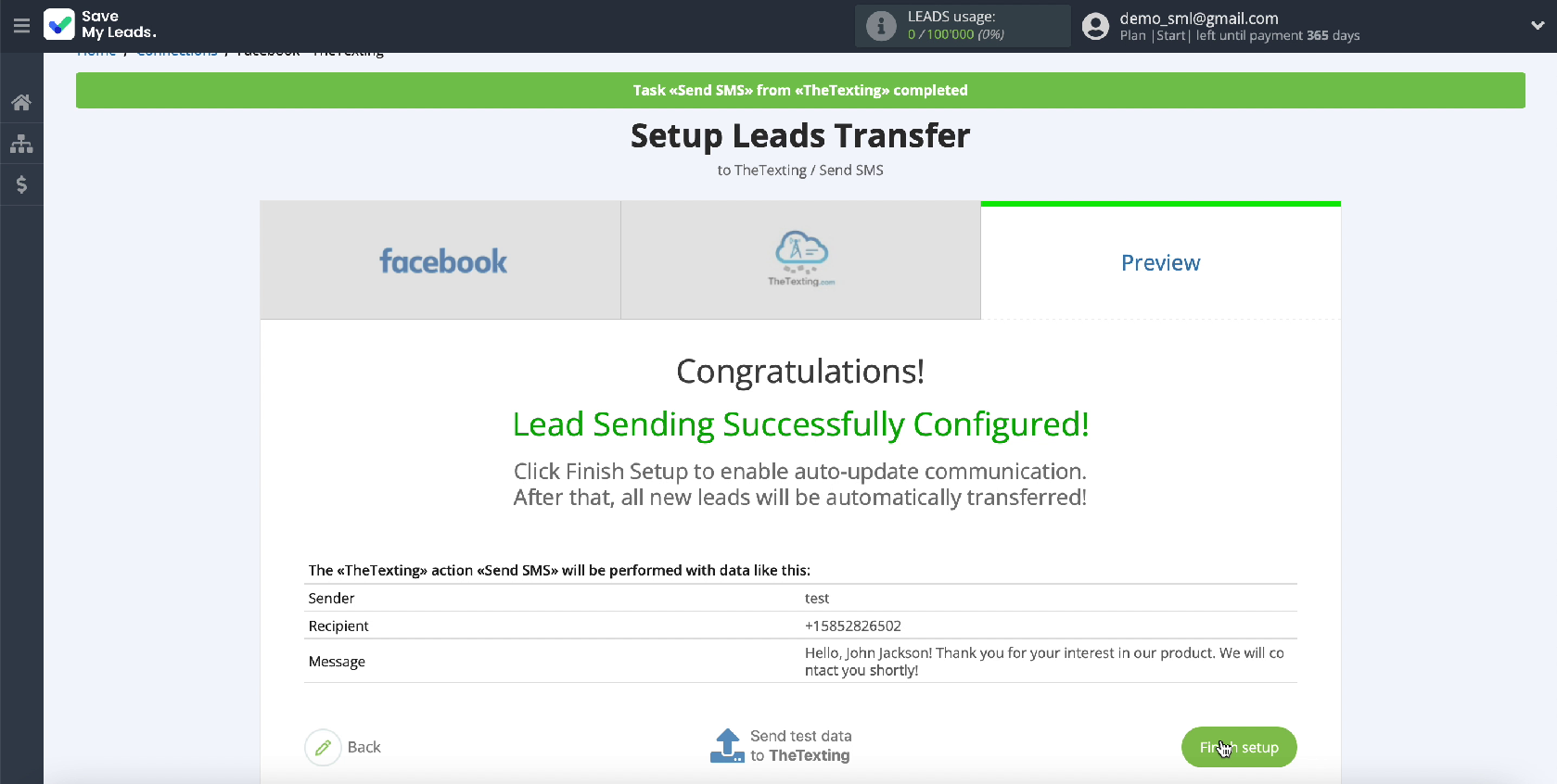 Facebook and The Texting integration | Completing setup and enabling auto-update Facebook and The Texting integration | Completing setup and enabling auto-update