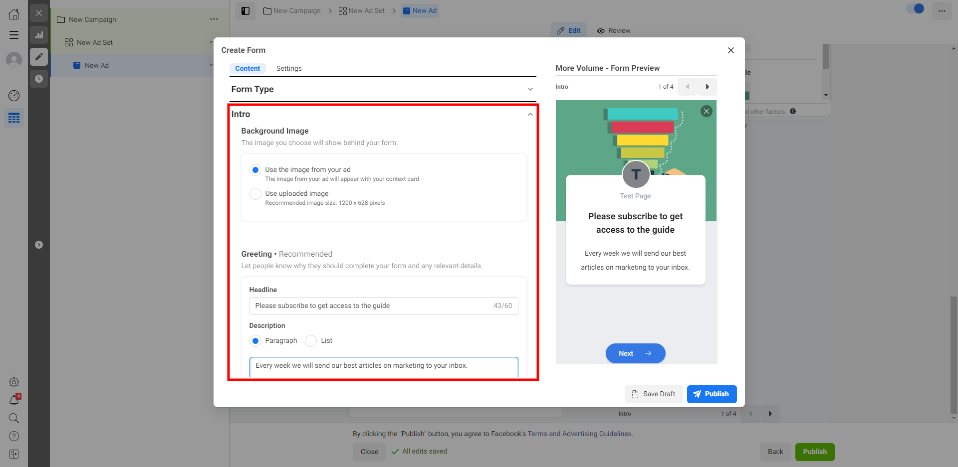 How to Set Up Facebook Lead Form Ads | Setting up the first screen of the form How to Set Up Facebook Lead Form Ads | Setting up the first screen of the form