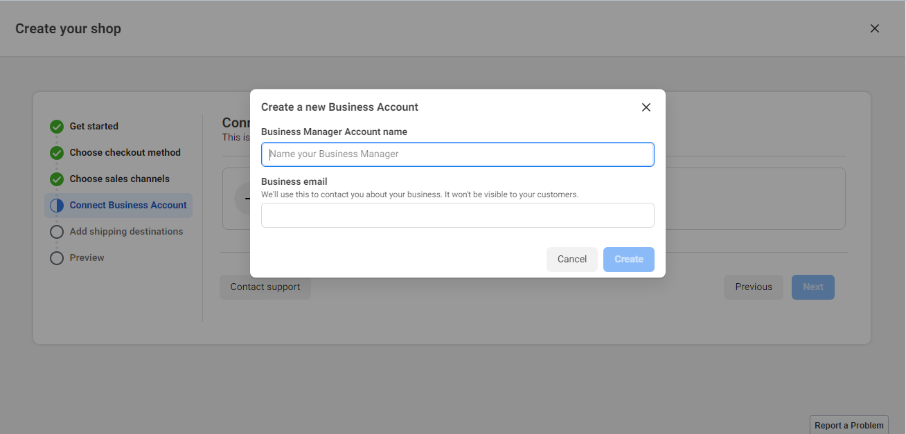 Specify Business manager account name Specify Business manager account name