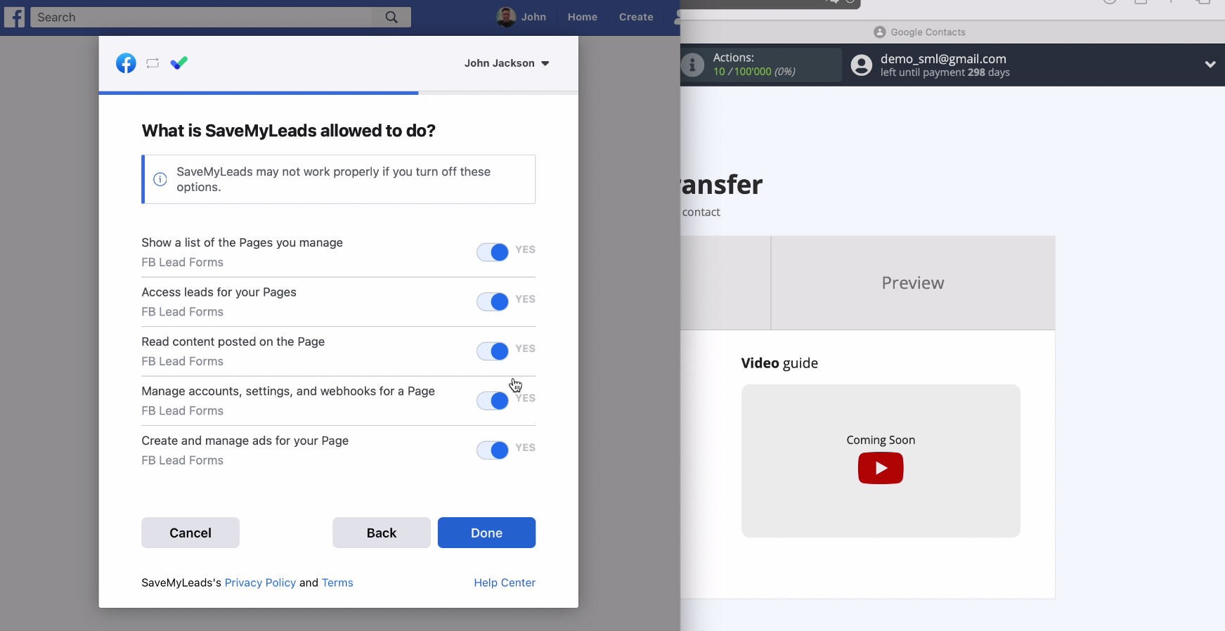 Facebook and Google Contacts integration | Do not uncheck the checkboxes Facebook and Google Contacts integration | Do not uncheck the checkboxes