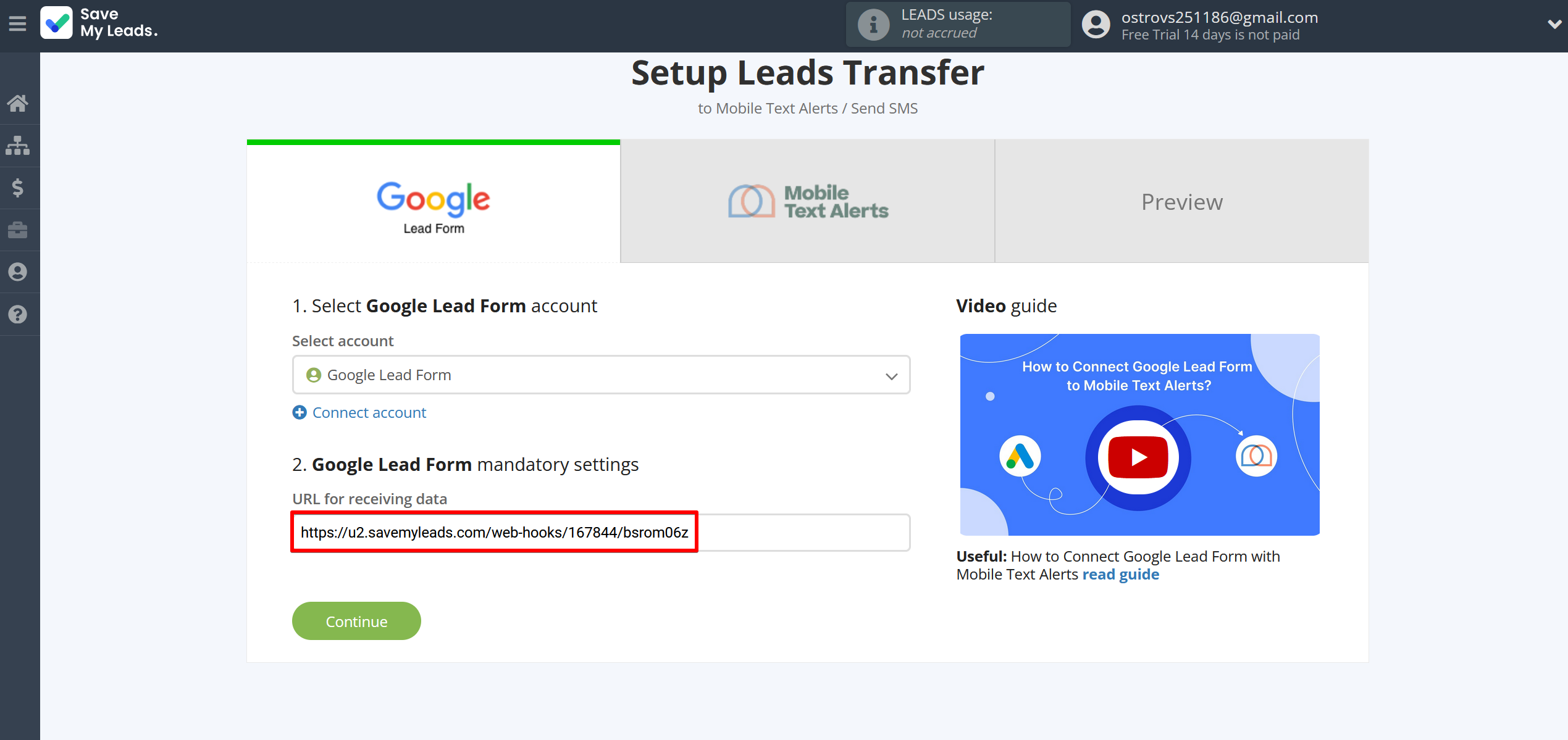 Google Lead Form and Mobile Text Alerts integration | Copy the URL Google Lead Form and Mobile Text Alerts integration | Copy the URL