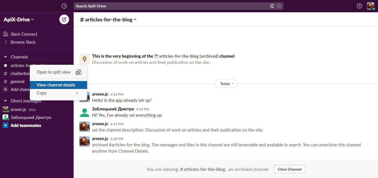 View channel details View channel details