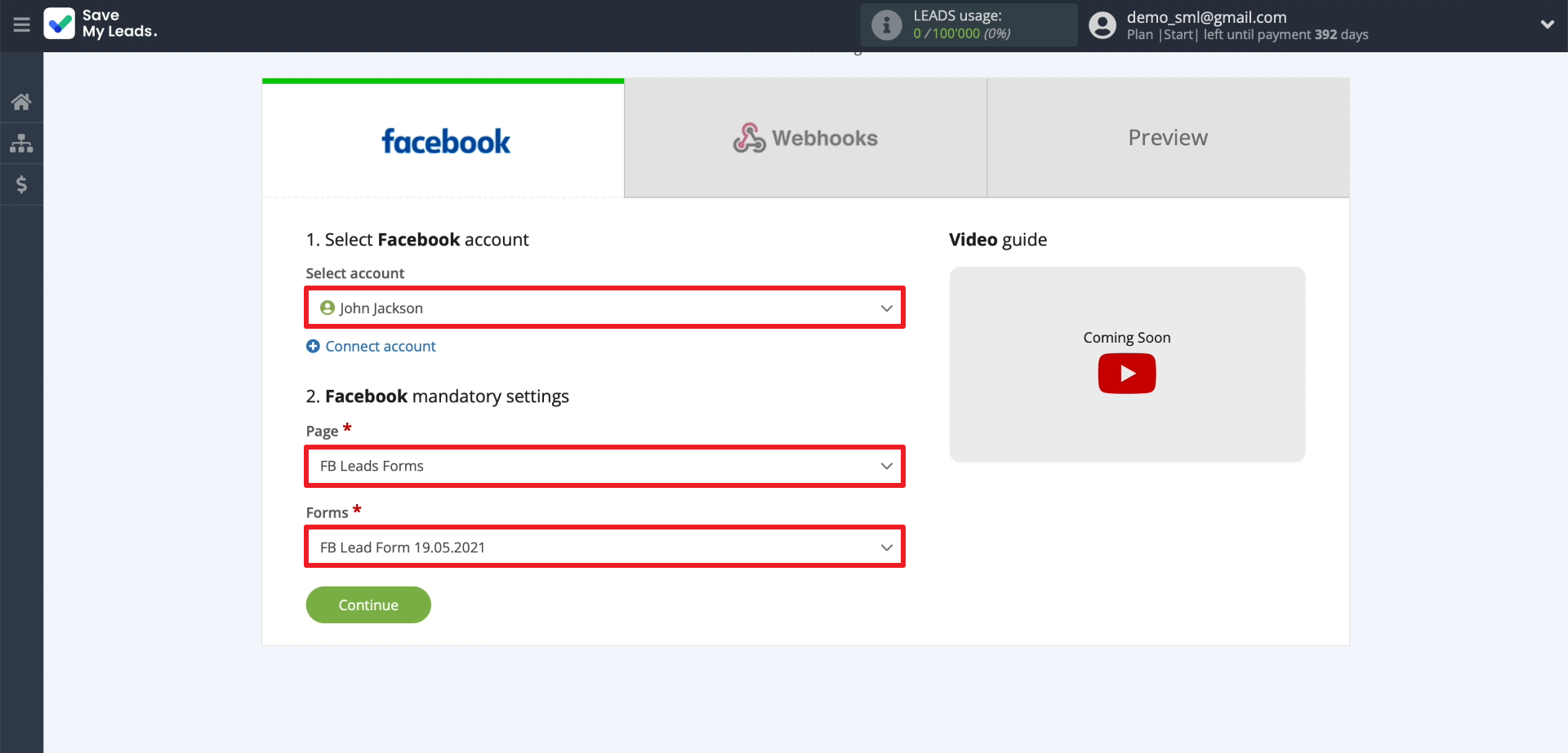 Facebook and Webhooks integration | Setting up leads upload Facebook and Webhooks integration | Setting up leads upload