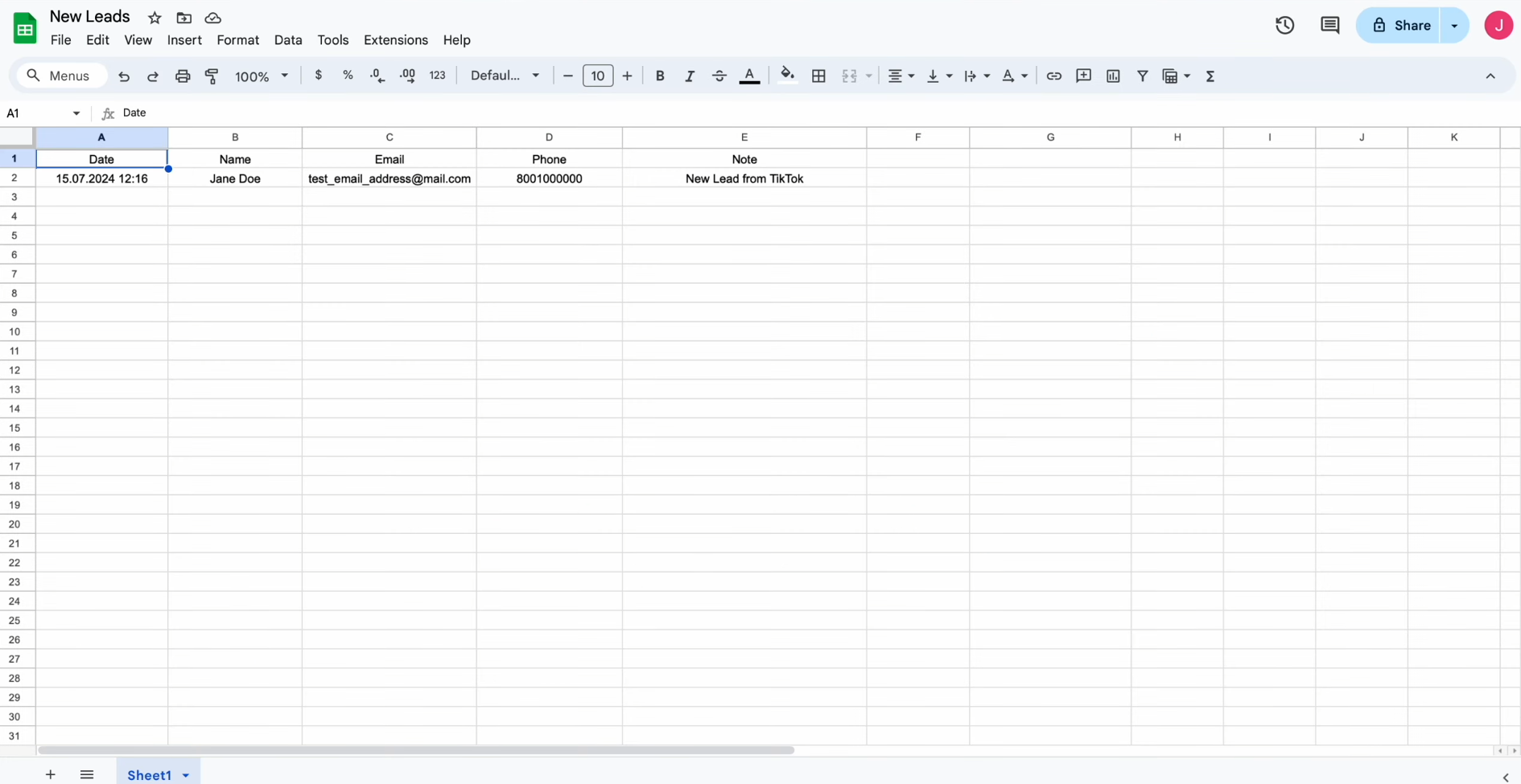TikTok and Google Sheets integration | Go to Google Sheets and check the result TikTok and Google Sheets integration | Go to Google Sheets and check the result