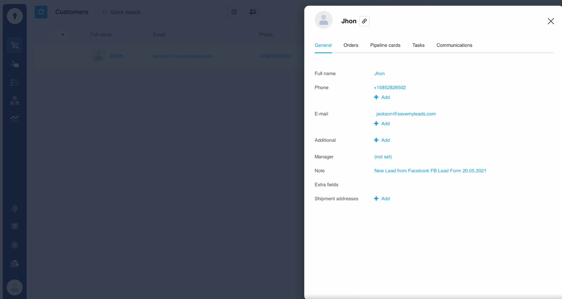 Facebook and KeyCRM integration | Result of connecting Facebook and KeyCRM integration | Result of connecting
