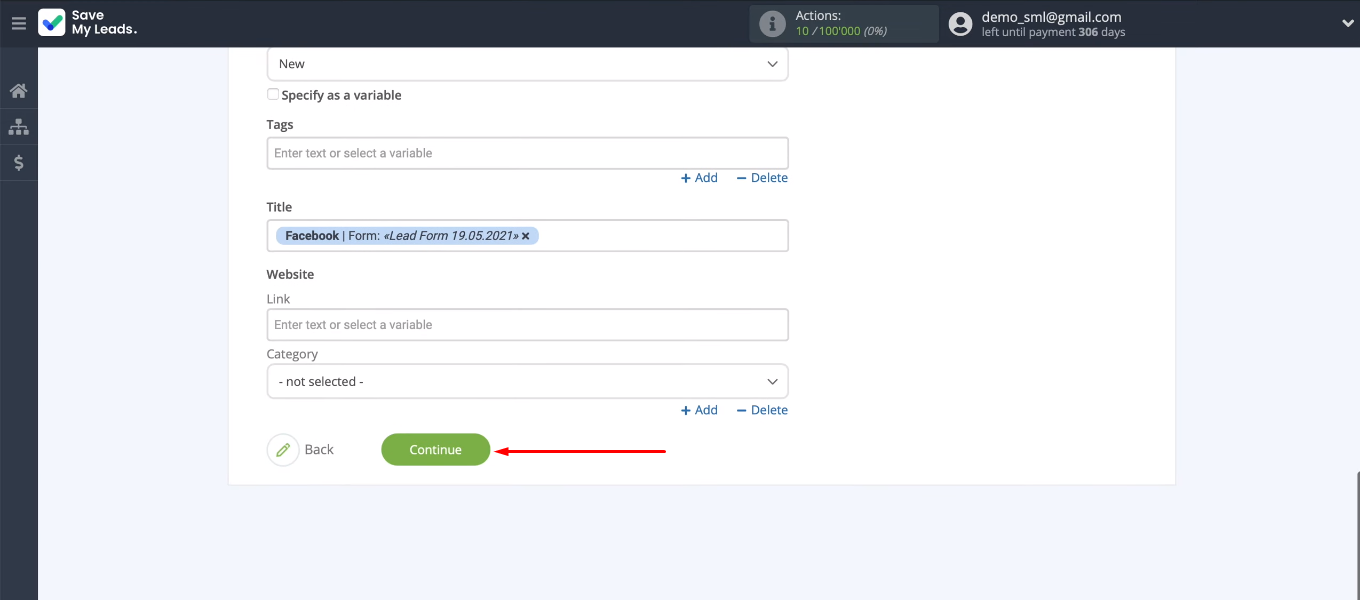 Facebook and Copper integration | Click “Continue” Facebook and Copper integration | Click “Continue”