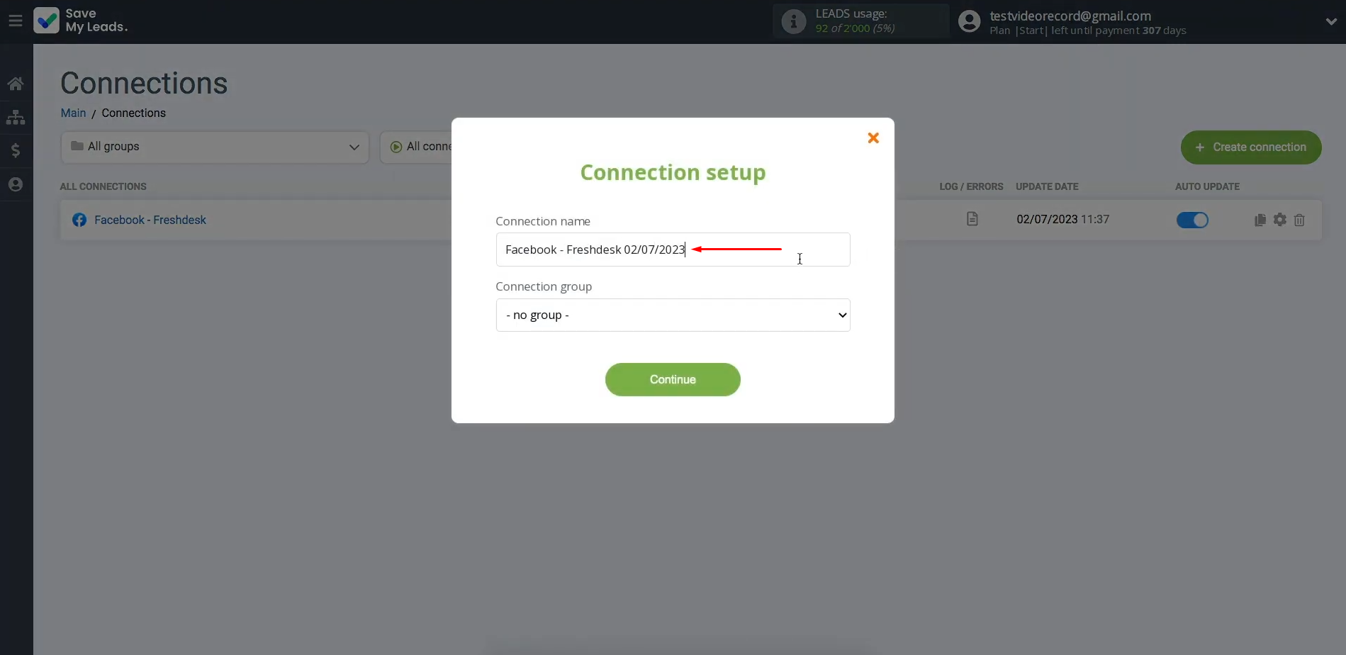 Facebook Lead Ads and Freshdesk integration | Change the name of the connection Facebook Lead Ads and Freshdesk integration | Change the name of the connection