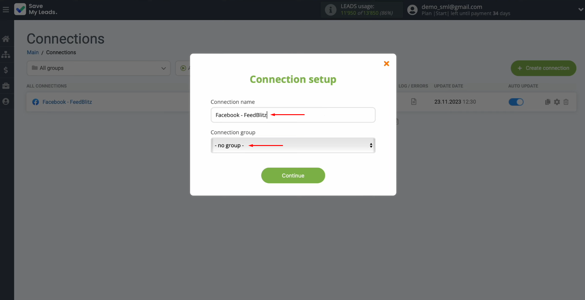 FeedBlitz and Facebook integration | Change the connection name and add it to a group FeedBlitz and Facebook integration | Change the connection name and add it to a group