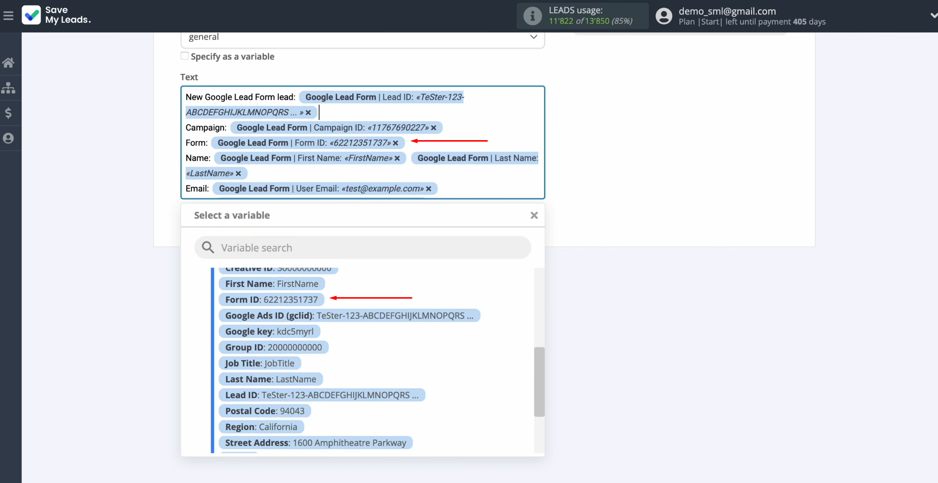 Google Lead Form and Slack integration | Select the desired value from the drop-down list Google Lead Form and Slack integration | Select the desired value from the drop-down list