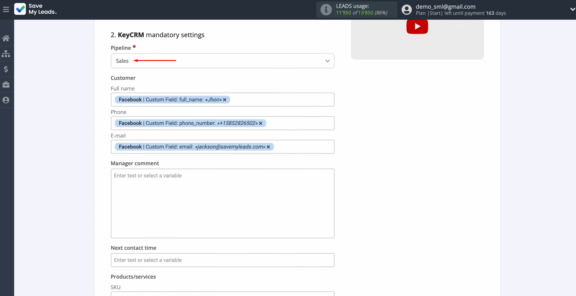 Facebook and KeyCRM integration | Select the pipeline to create new leads Facebook and KeyCRM integration | Select the pipeline to create new leads