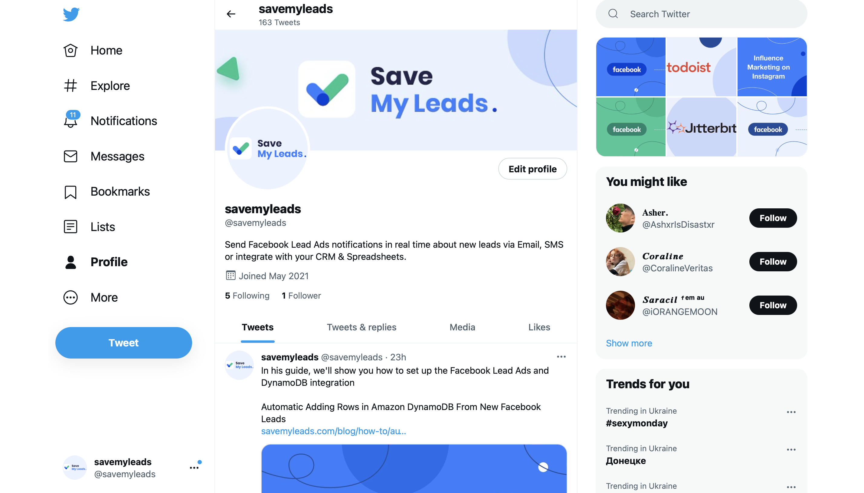 Twitter web interface Twitter web interface