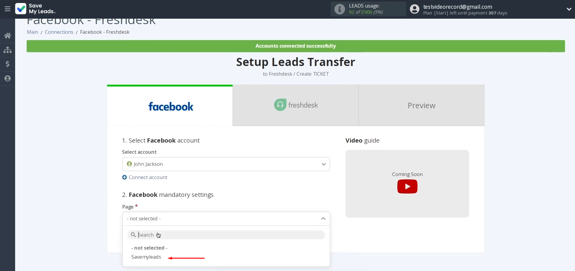 Facebook Lead Ads and Freshdesk integration | Select the advertising page Facebook Lead Ads and Freshdesk integration | Select the advertising page