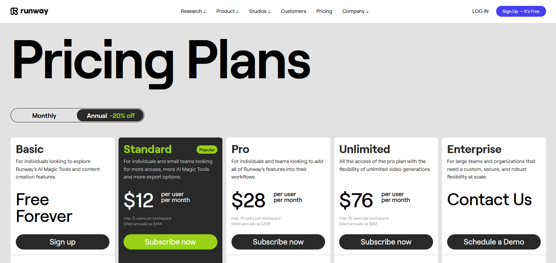 Pricing plans Pricing plans
