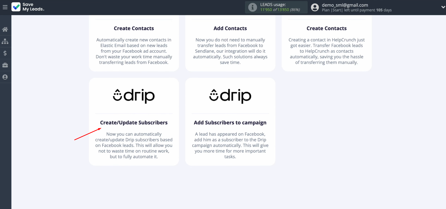 Facebook and Drip integration | Select Drip Create/Update Subscribers Facebook and Drip integration | Select Drip Create/Update Subscribers