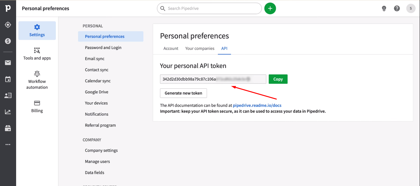 Facebook and Pipedrive integration | Copy API Key Facebook and Pipedrive integration | Copy API Key