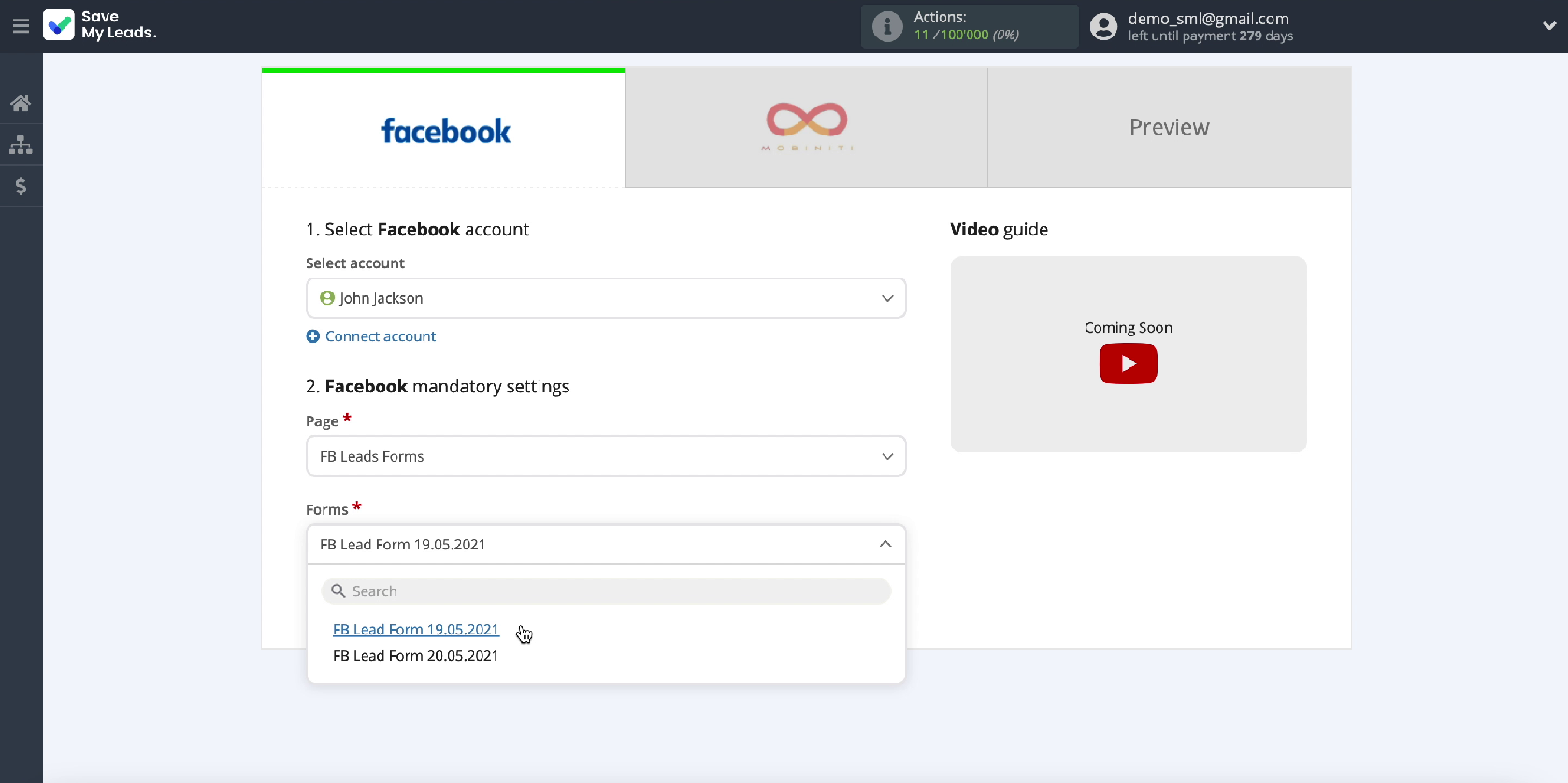How to Send SMS via Mobiniti from New Facebook Leads | Specify the forms for uploading data How to Send SMS via Mobiniti from New Facebook Leads | Specify the forms for uploading data
