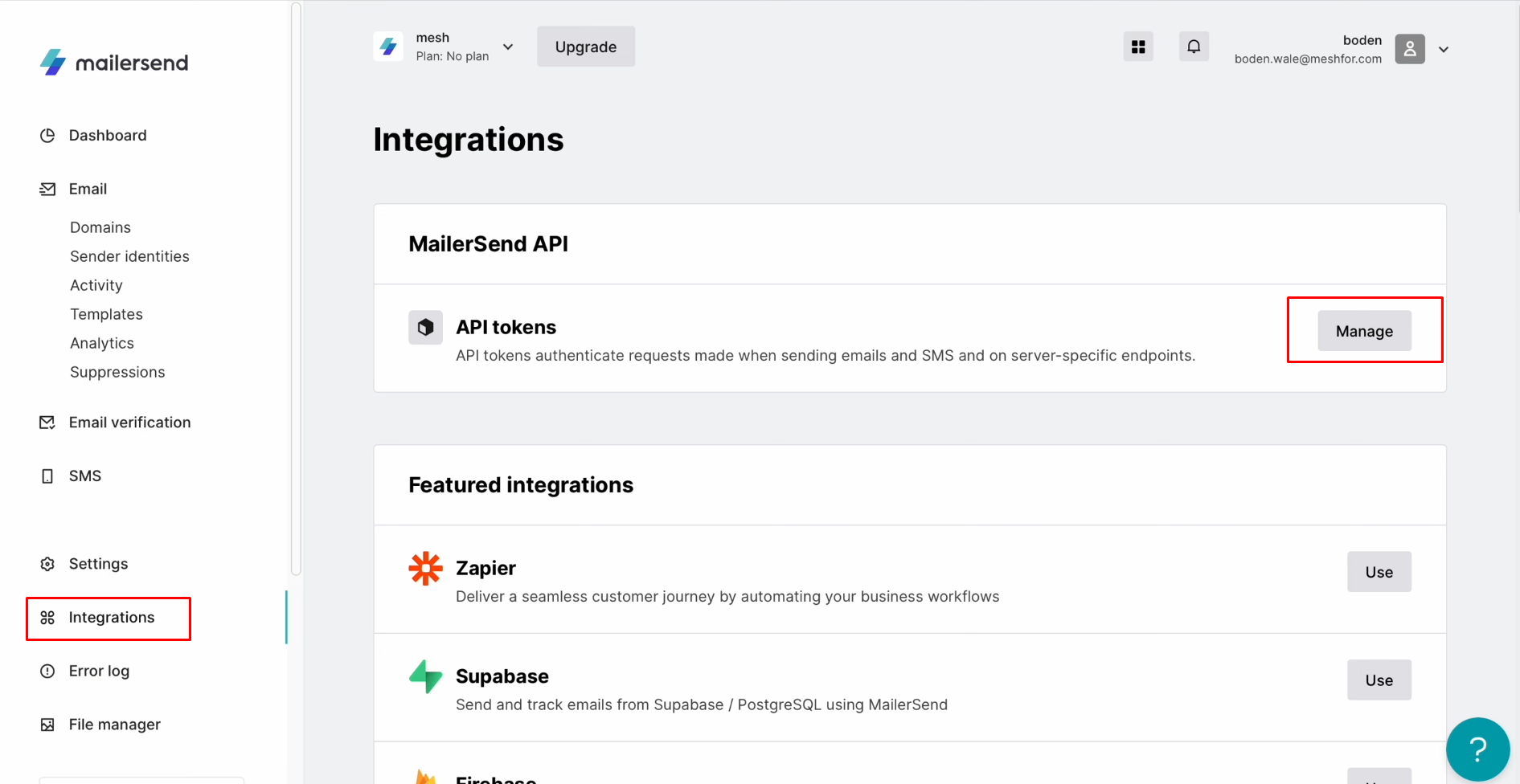 Facebook and MailerSend integration | Go to the section “Integrations” Facebook and MailerSend integration | Go to the section “Integrations”