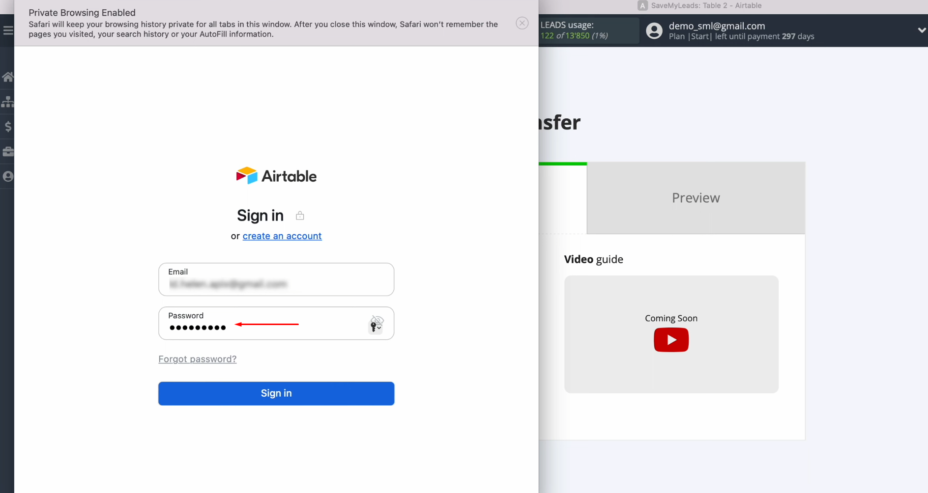 Airtable and Facebook integration | Specify the password for your personal account Airtable and Facebook integration | Specify the password for your personal account