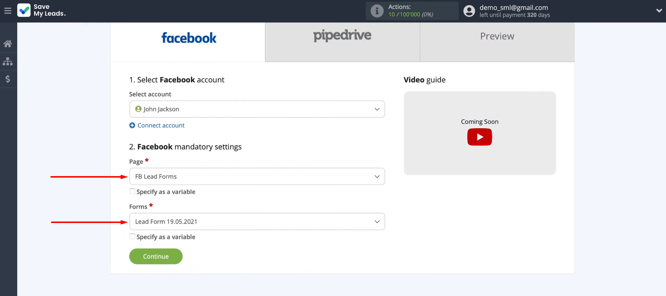 Facebook and Pipedrive integration | Select Ad page and lead-form Facebook and Pipedrive integration | Select Ad page and lead-form