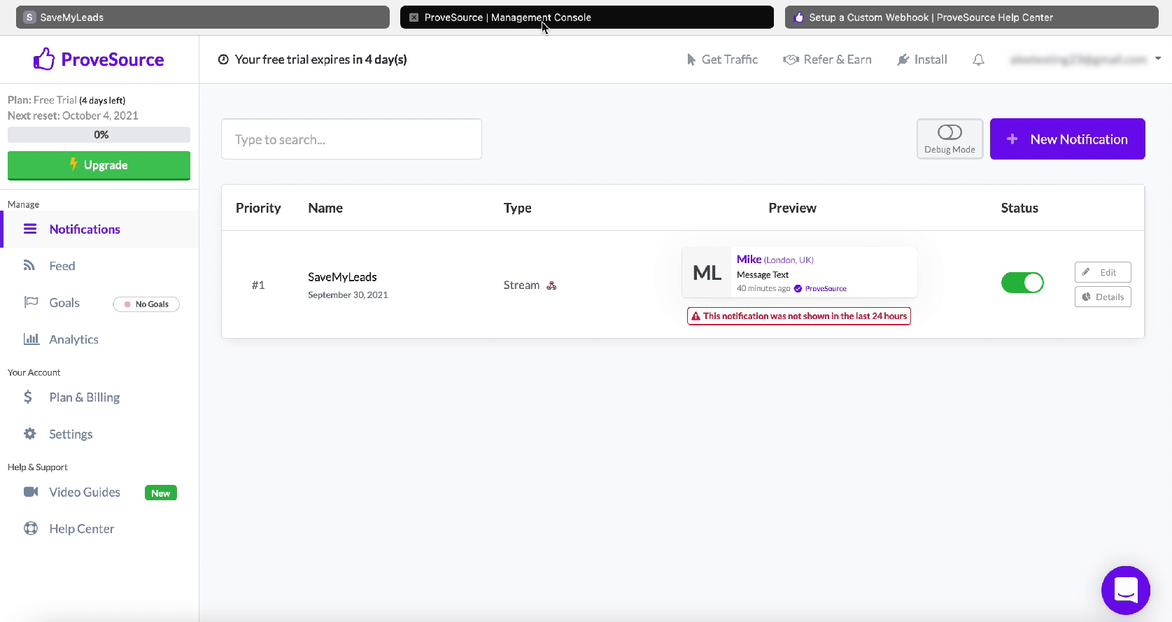 How to Automatically Send Data to ProveSource from Facebook Leads | ProveSource personal account window How to Automatically Send Data to ProveSource from Facebook Leads | ProveSource personal account window