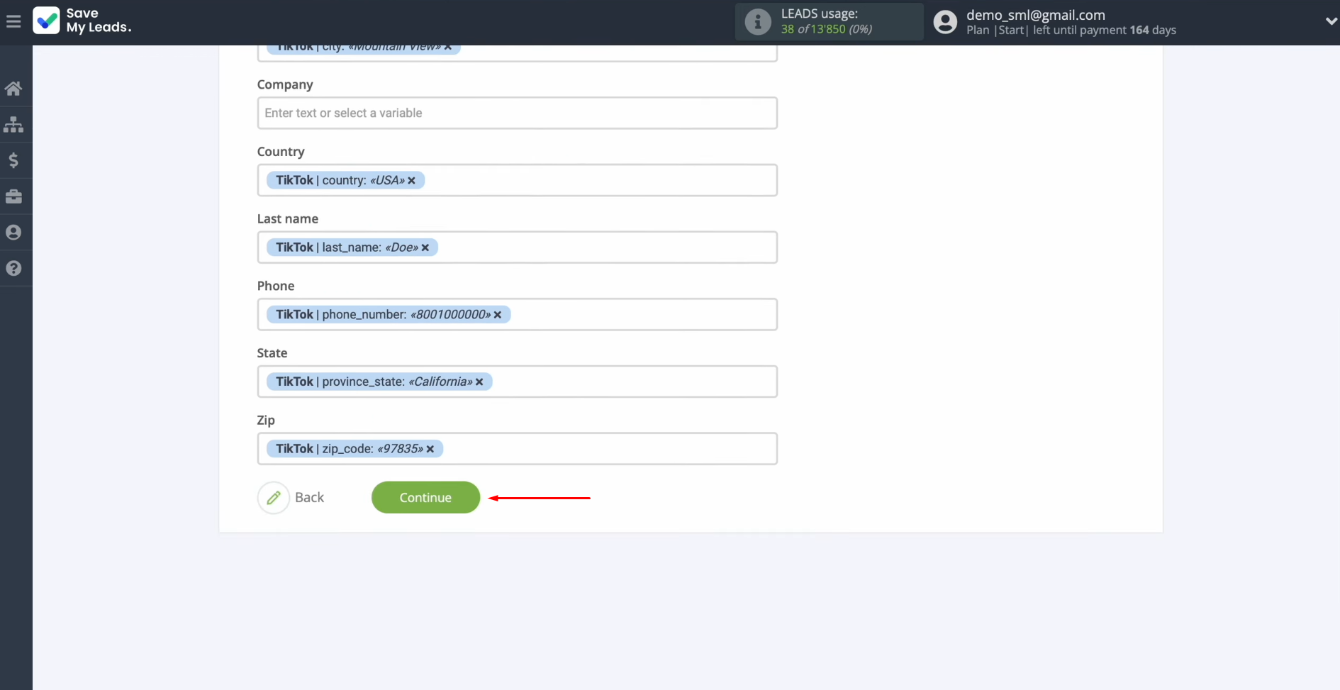 MailerLite and TikTok integration | Click "Continue" MailerLite and TikTok integration | Click "Continue"